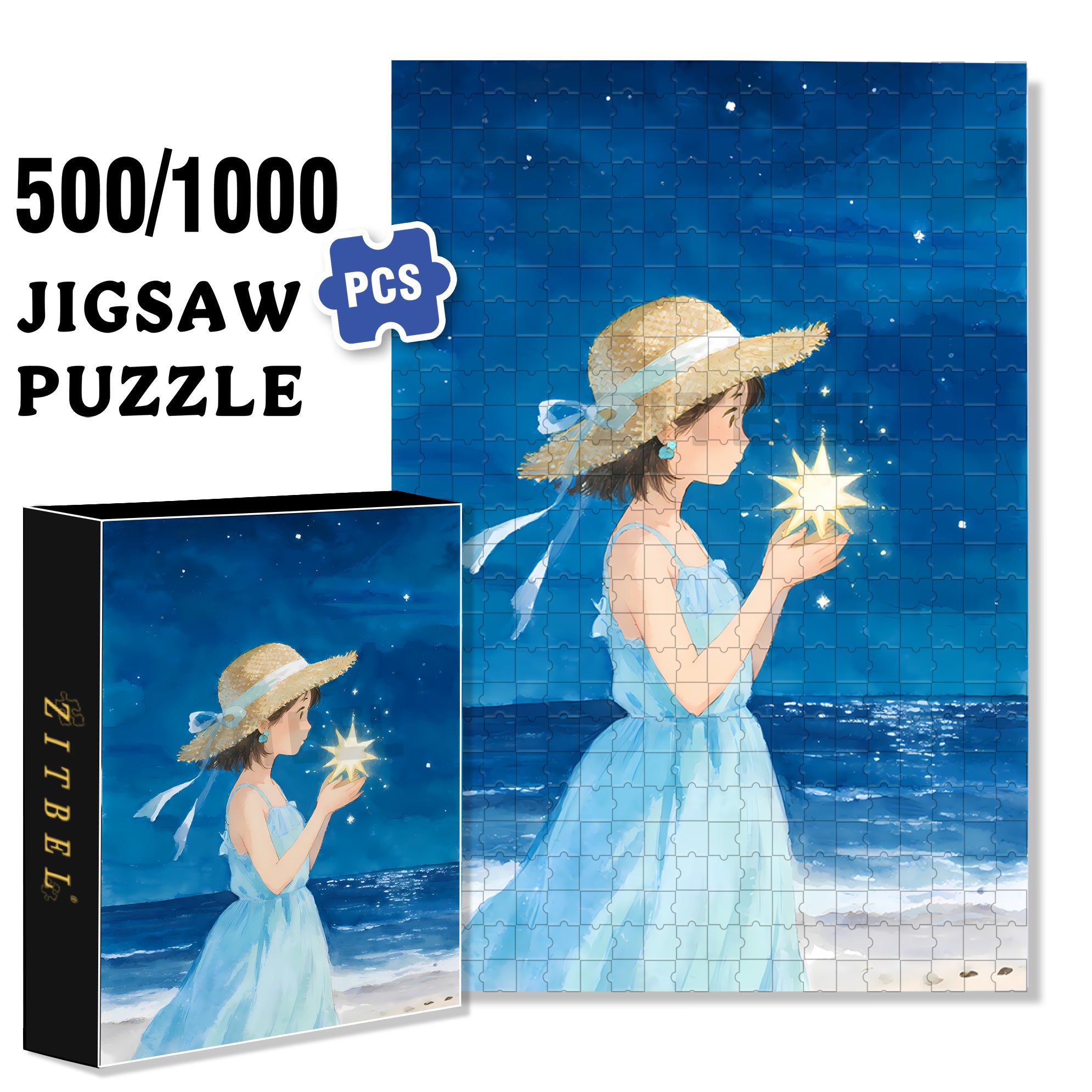Make A Wish 500pcs/1000pcs Jigsaw Puzzle, Scratch-Resistant, Interactive Family Game & Brain-Boosting DIY Decor, Perfect for Halloween, Christmas & New Year Gifts, Family Puzzle Game