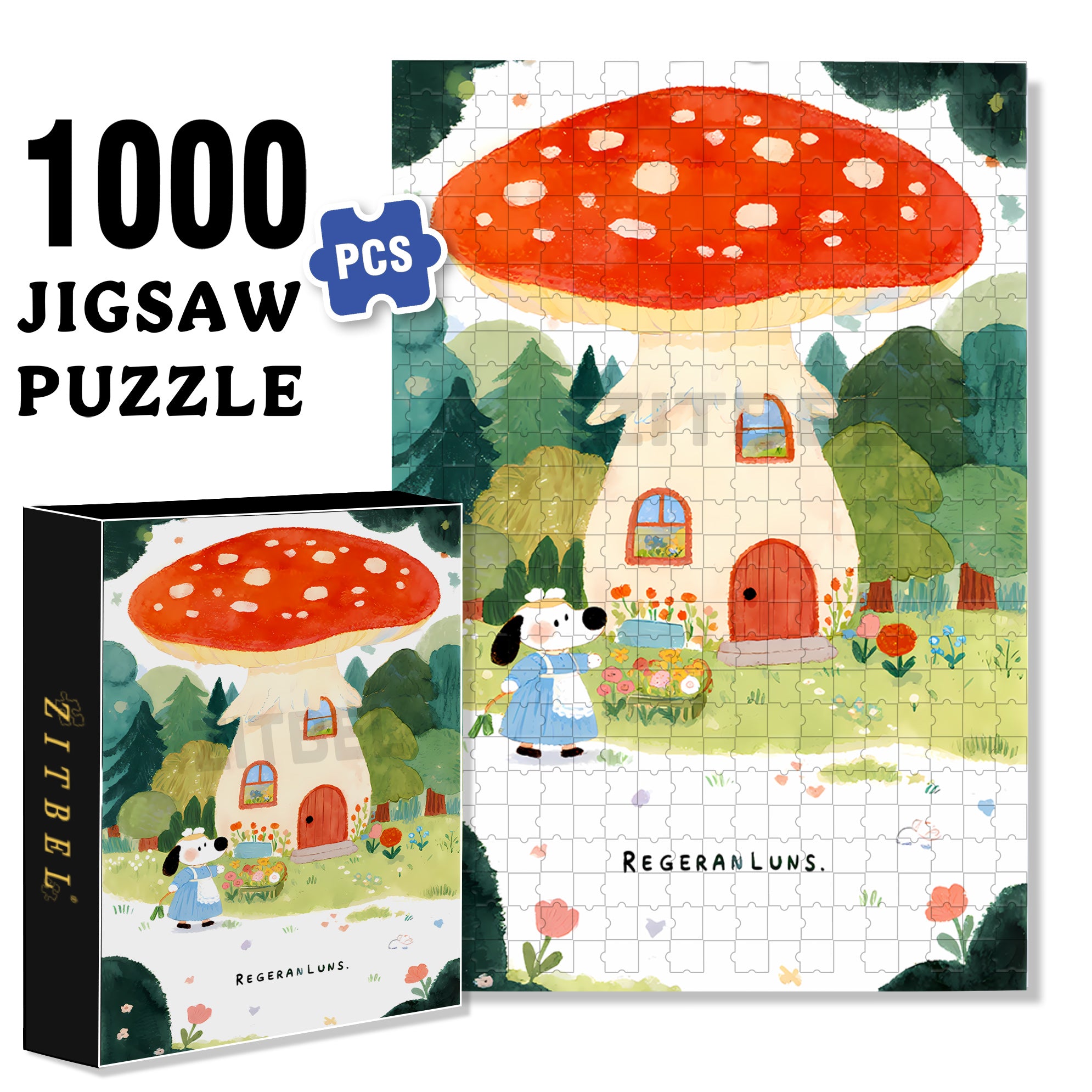 Mushroom House 500pcs/1000pcs Jigsaw Puzzle, Scratch-Resistant, Interactive Family Game & Brain-Boosting DIY Decor, Perfect for Halloween, Christmas & New Year Gifts, Family Puzzle Game