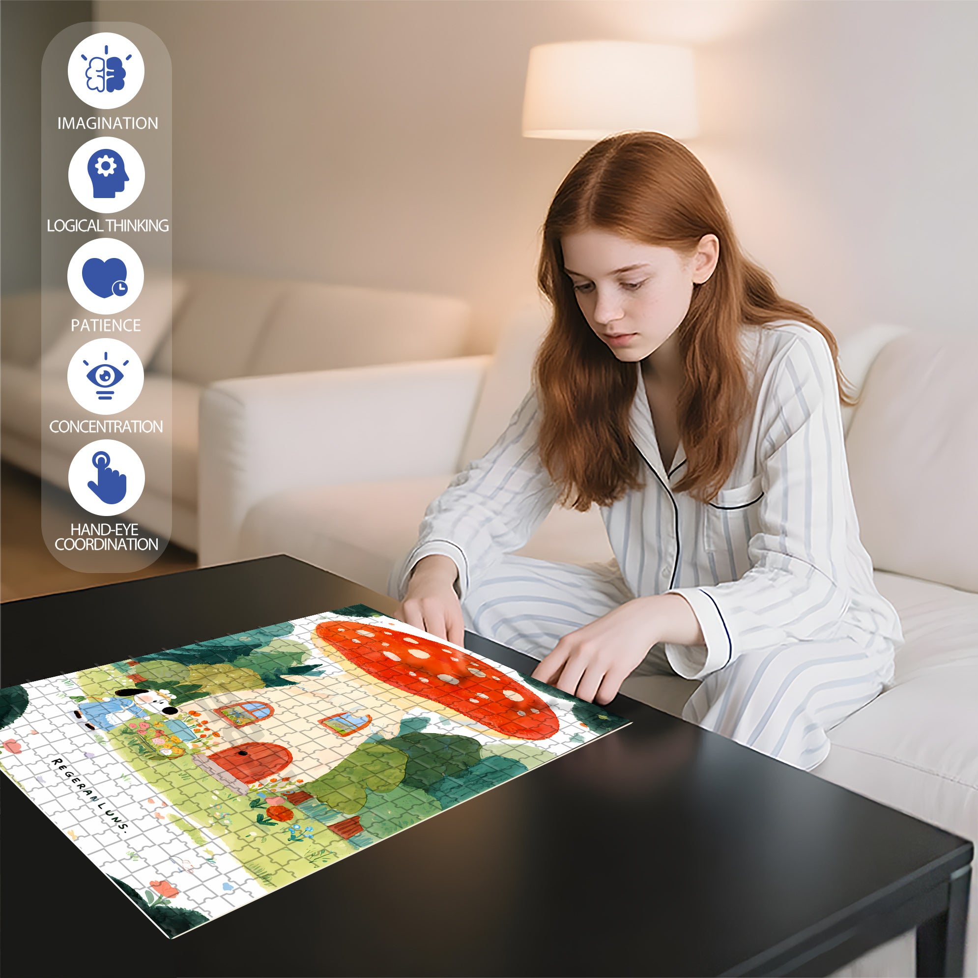 Mushroom House 500pcs/1000pcs Jigsaw Puzzle, Scratch-Resistant, Interactive Family Game & Brain-Boosting DIY Decor, Perfect for Halloween, Christmas & New Year Gifts, Family Puzzle Game