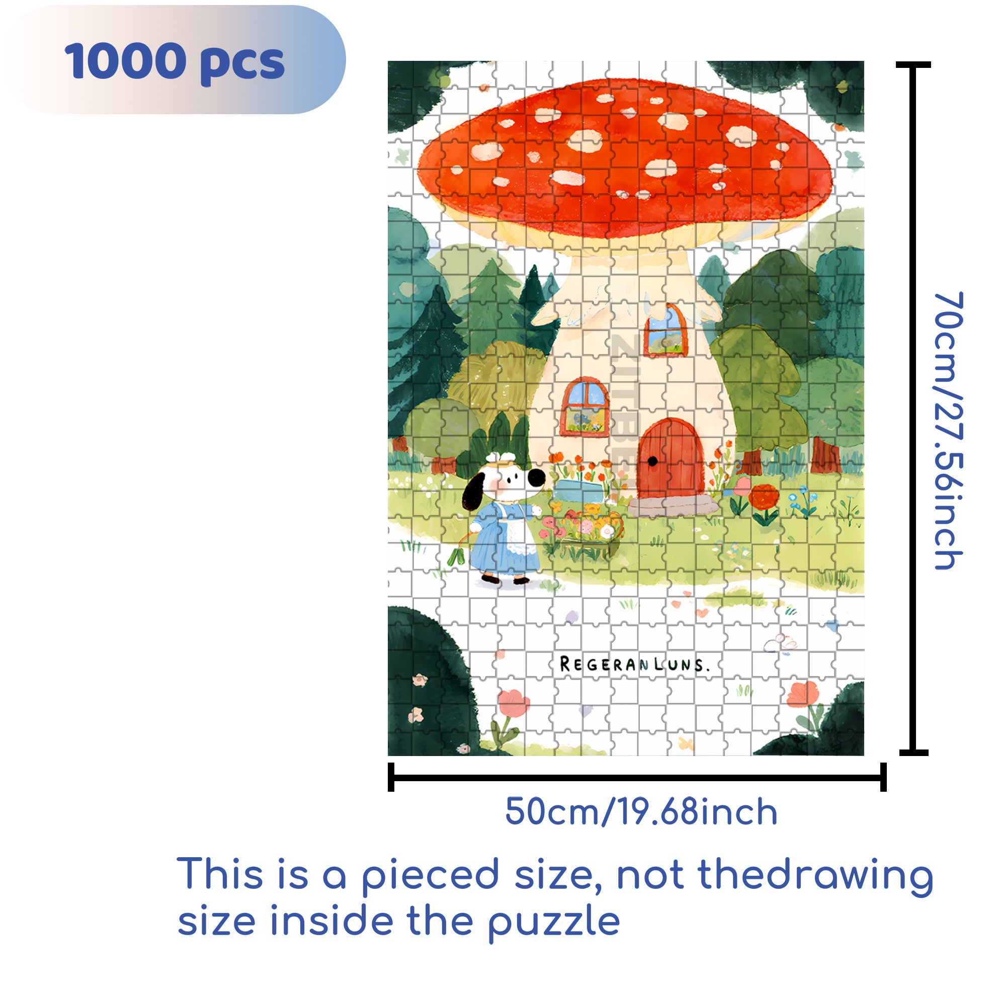 Mushroom House 500pcs/1000pcs Jigsaw Puzzle, Scratch-Resistant, Interactive Family Game & Brain-Boosting DIY Decor, Perfect for Halloween, Christmas & New Year Gifts, Family Puzzle Game