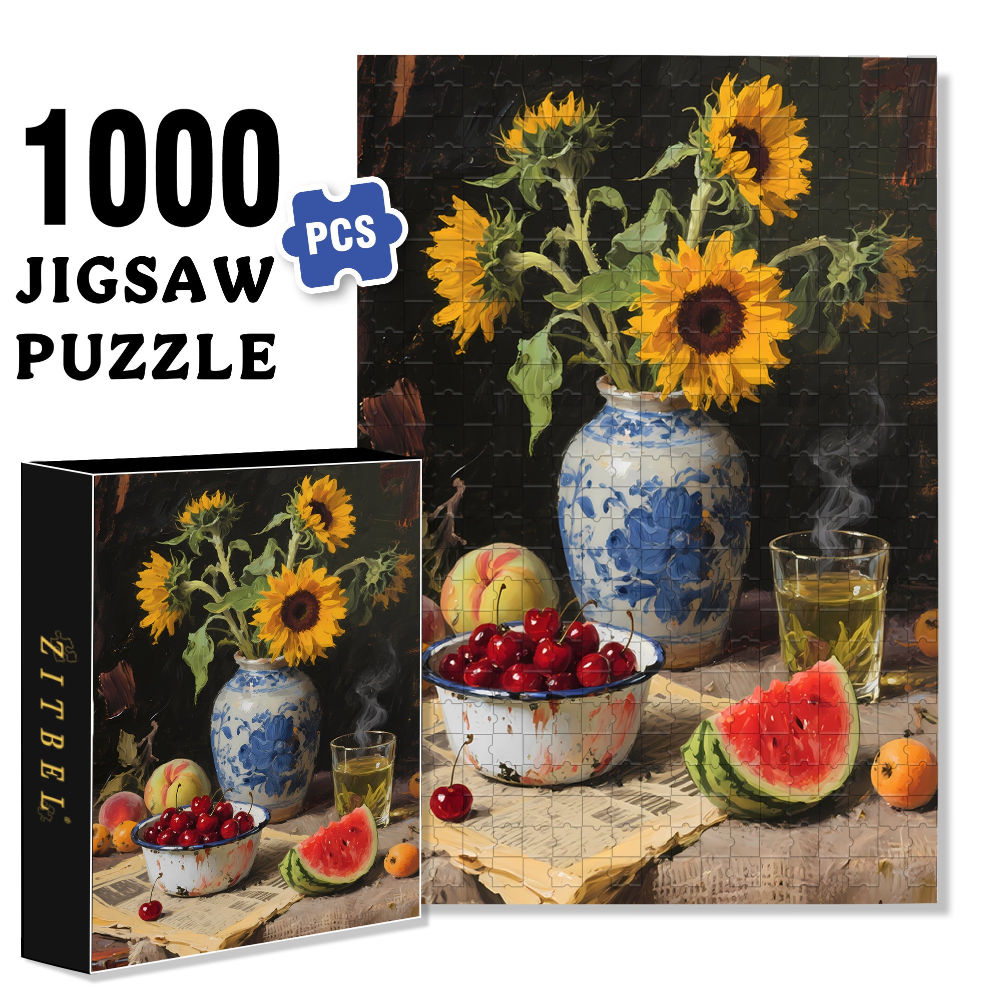 On The Dining Table 500pcs/1000pcs Jigsaw Puzzle, Scratch-Resistant, Interactive Family Game & Brain-Boosting DIY Decor, Perfect for Halloween, Christmas & New Year Gifts, Family Puzzle Game