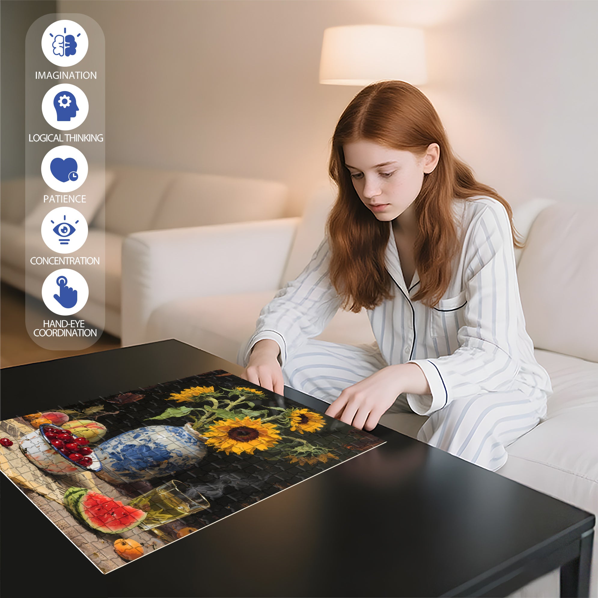 On The Dining Table 500pcs/1000pcs Jigsaw Puzzle, Scratch-Resistant, Interactive Family Game & Brain-Boosting DIY Decor, Perfect for Halloween, Christmas & New Year Gifts, Family Puzzle Game