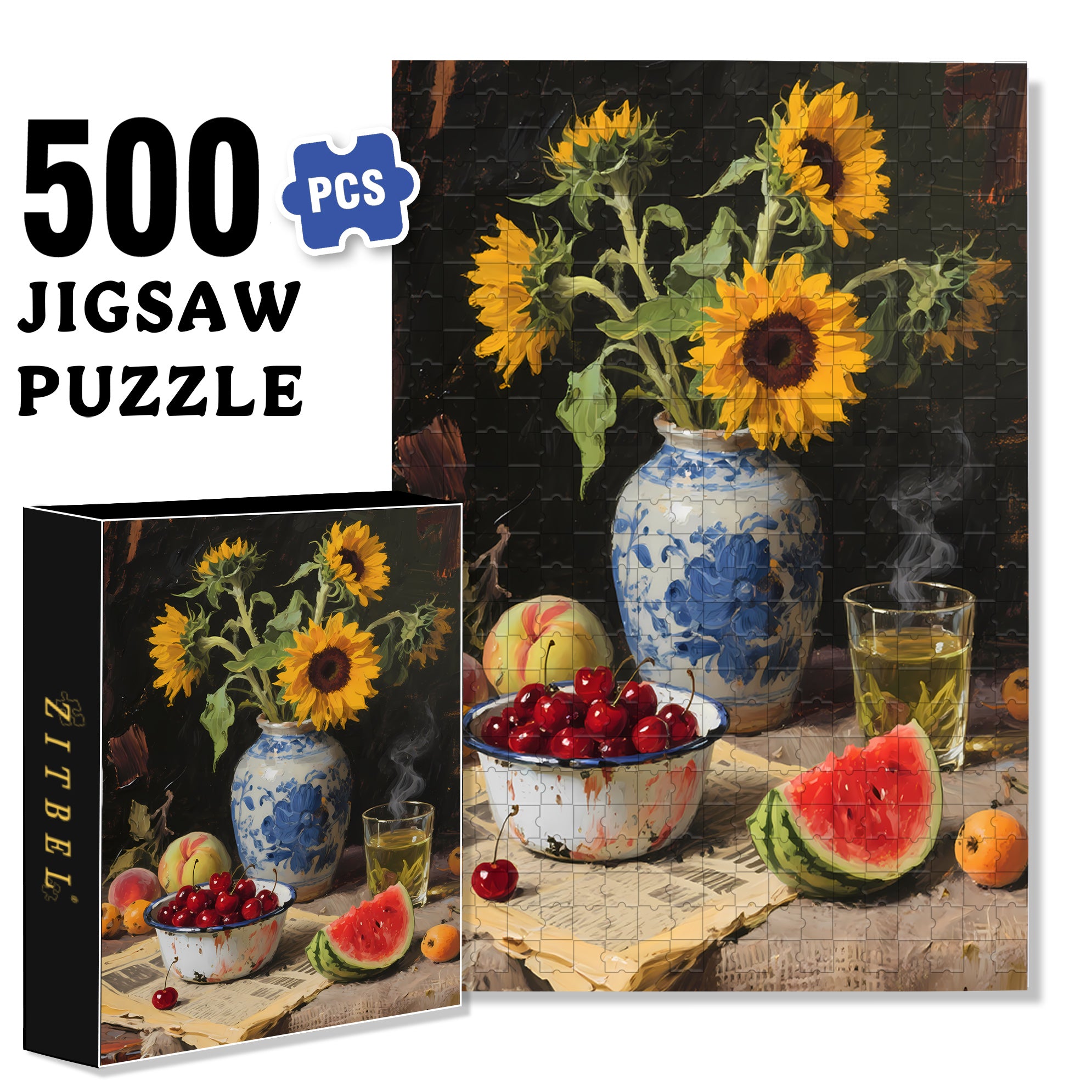 On The Dining Table 500pcs/1000pcs Jigsaw Puzzle, Scratch-Resistant, Interactive Family Game & Brain-Boosting DIY Decor, Perfect for Halloween, Christmas & New Year Gifts, Family Puzzle Game