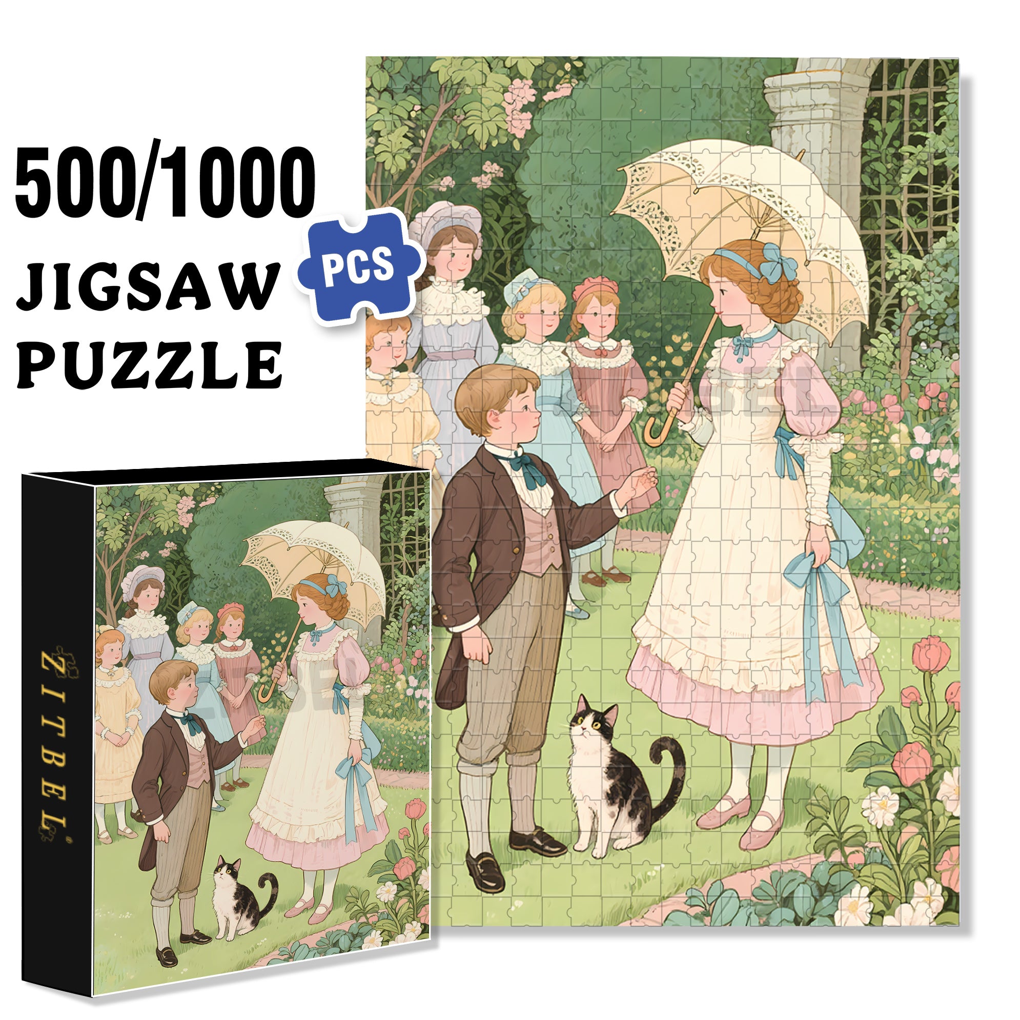 Outdoor Garden 500pcs/1000pcs Jigsaw Puzzle, Scratch-Resistant, Interactive Family Game & Brain-Boosting DIY Decor, Perfect for Halloween, Christmas & New Year Gifts, Family Puzzle Game