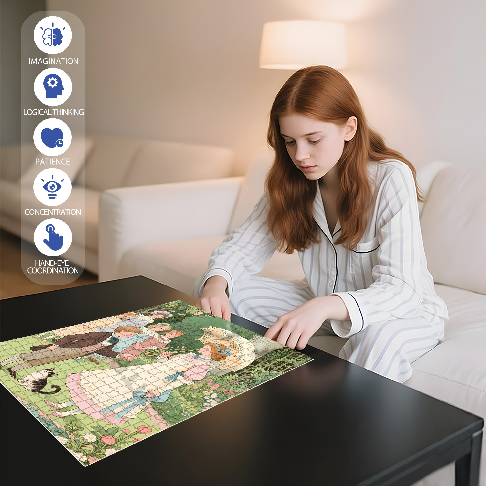 Outdoor Garden 500pcs/1000pcs Jigsaw Puzzle, Scratch-Resistant, Interactive Family Game & Brain-Boosting DIY Decor, Perfect for Halloween, Christmas & New Year Gifts, Family Puzzle Game