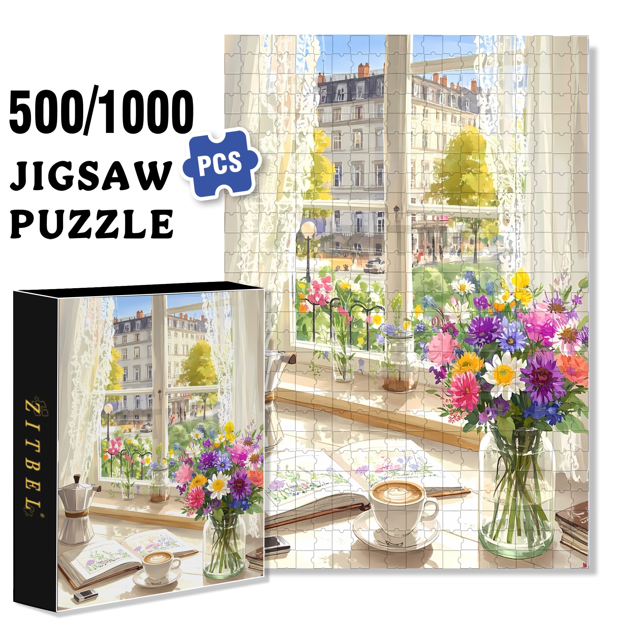 Outside The Window 500pcs/1000pcs Jigsaw Puzzle, Scratch-Resistant, Interactive Family Game & Brain-Boosting DIY Decor, Perfect for Halloween, Christmas & New Year Gifts, Family Puzzle Game