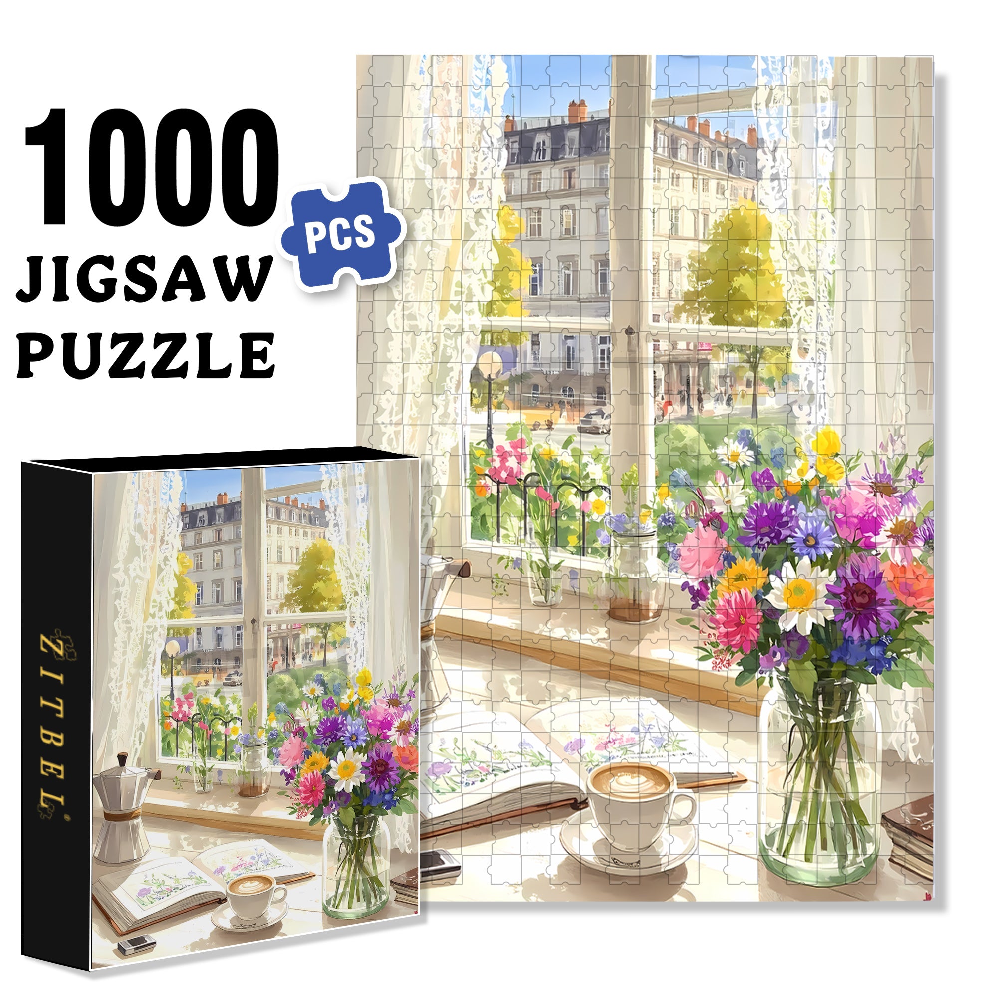 Outside The Window 500pcs/1000pcs Jigsaw Puzzle, Scratch-Resistant, Interactive Family Game & Brain-Boosting DIY Decor, Perfect for Halloween, Christmas & New Year Gifts, Family Puzzle Game