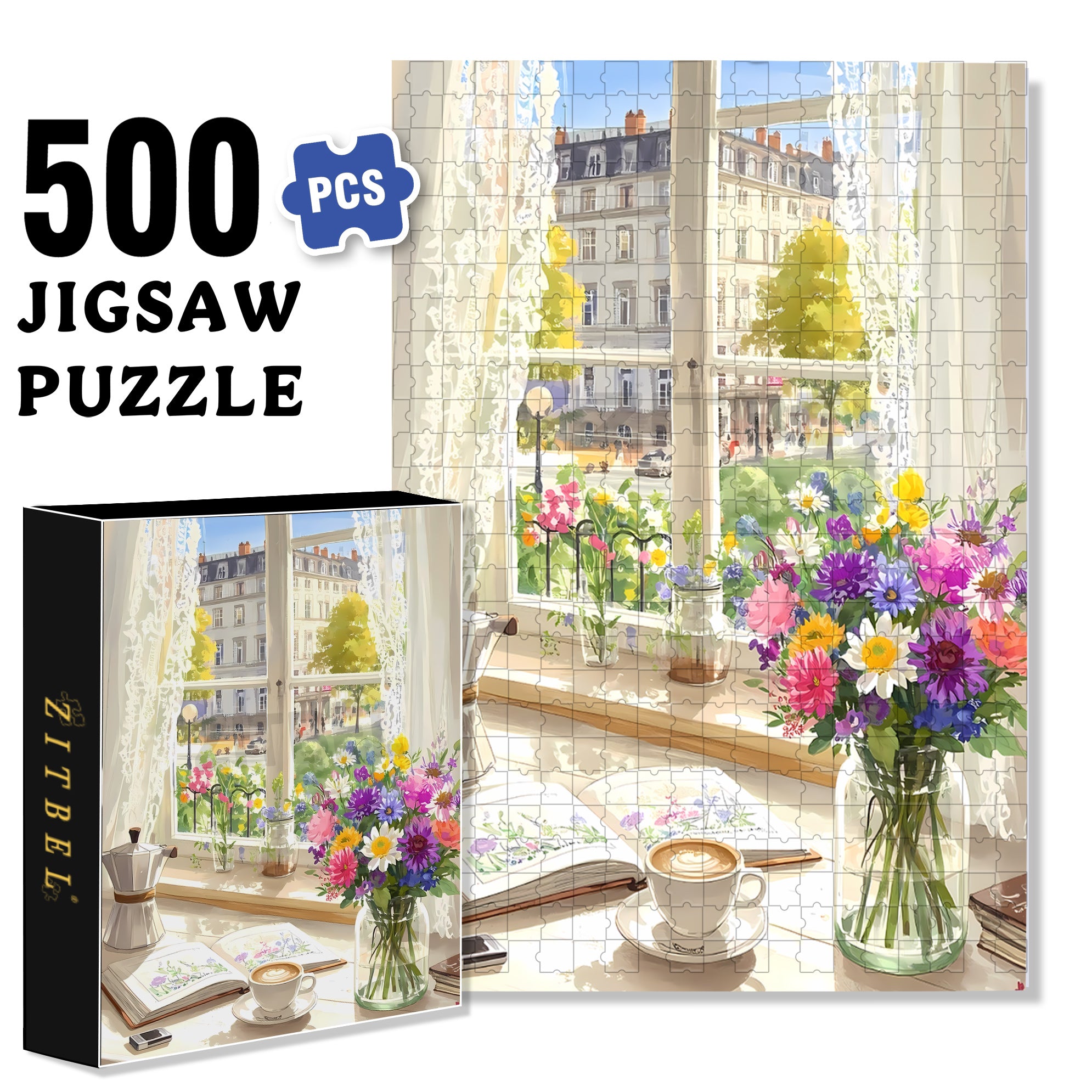 Outside The Window 500pcs/1000pcs Jigsaw Puzzle, Scratch-Resistant, Interactive Family Game & Brain-Boosting DIY Decor, Perfect for Halloween, Christmas & New Year Gifts, Family Puzzle Game