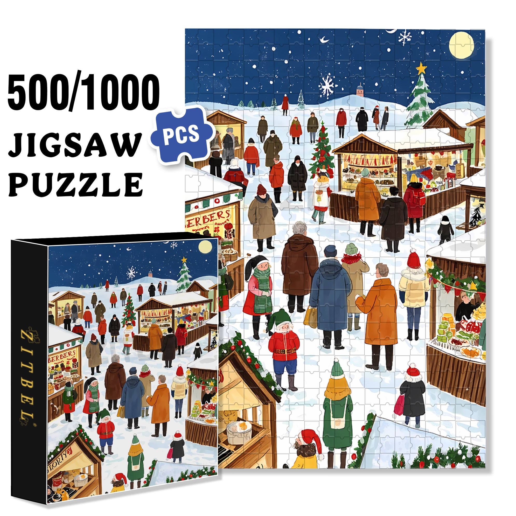 Peaceful 500pcs/1000pcs Jigsaw Puzzle, Scratch-Resistant, Interactive Family Game & Brain-Boosting DIY Decor, Perfect for Halloween, Christmas & New Year Gifts, Family Puzzle Game