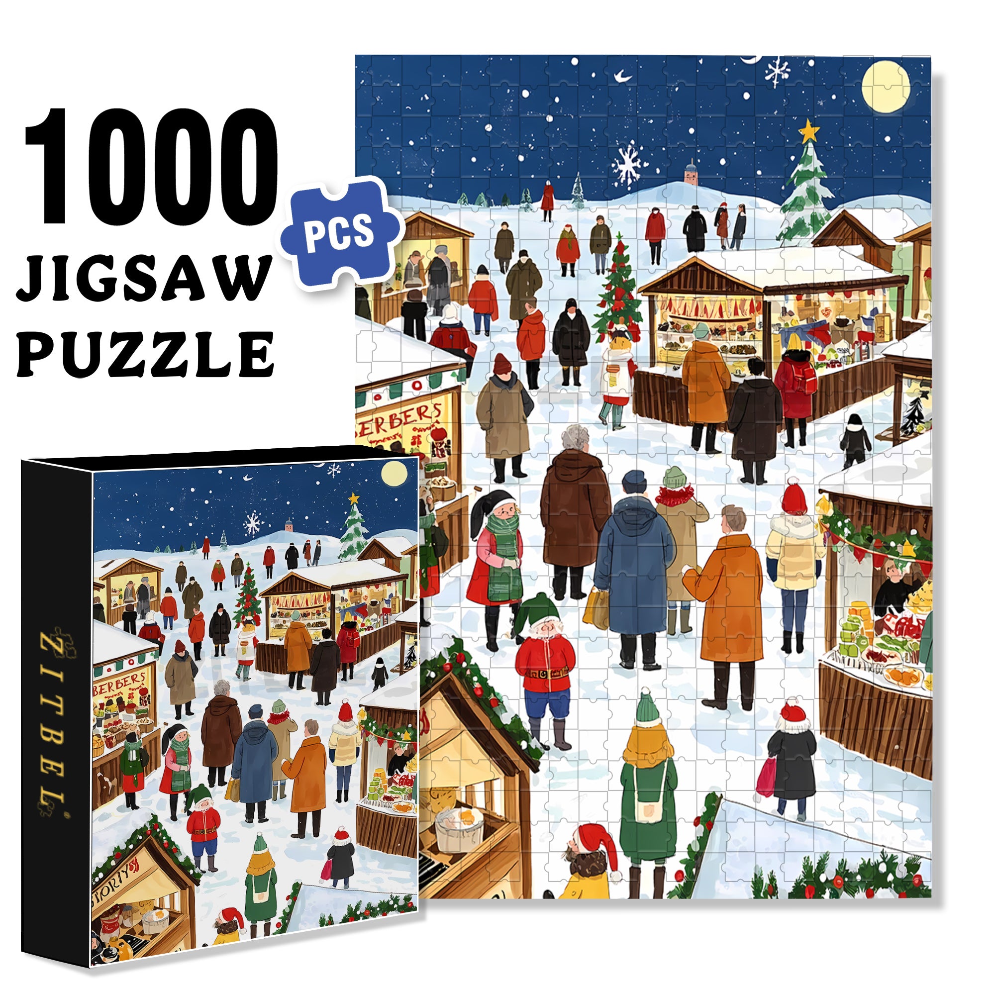 Peaceful 500pcs/1000pcs Jigsaw Puzzle, Scratch-Resistant, Interactive Family Game & Brain-Boosting DIY Decor, Perfect for Halloween, Christmas & New Year Gifts, Family Puzzle Game