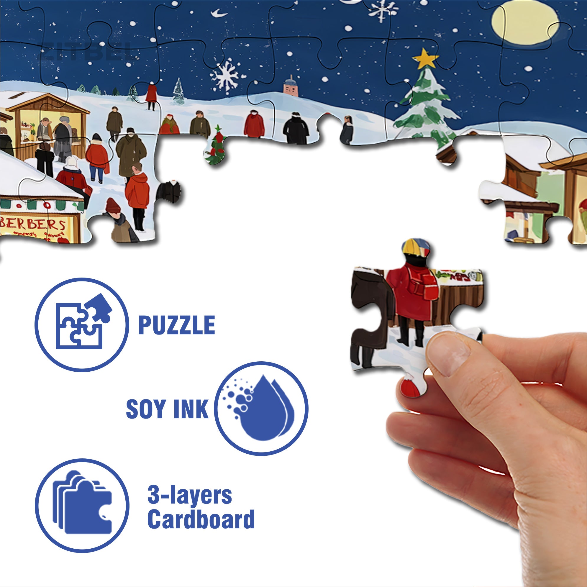 Peaceful 500pcs/1000pcs Jigsaw Puzzle, Scratch-Resistant, Interactive Family Game & Brain-Boosting DIY Decor, Perfect for Halloween, Christmas & New Year Gifts, Family Puzzle Game