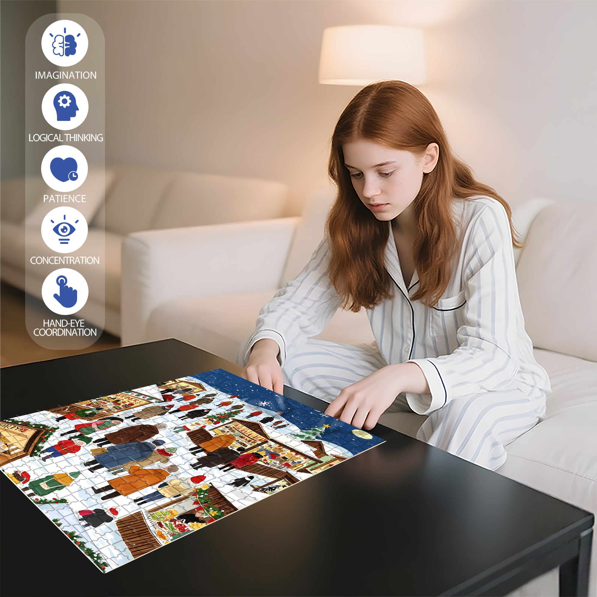 Peaceful 500pcs/1000pcs Jigsaw Puzzle, Scratch-Resistant, Interactive Family Game & Brain-Boosting DIY Decor, Perfect for Halloween, Christmas & New Year Gifts, Family Puzzle Game