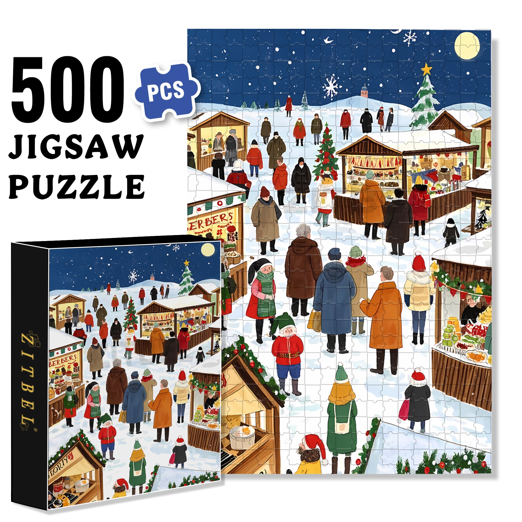 Peaceful 500pcs/1000pcs Jigsaw Puzzle, Scratch-Resistant, Interactive Family Game & Brain-Boosting DIY Decor, Perfect for Halloween, Christmas & New Year Gifts, Family Puzzle Game