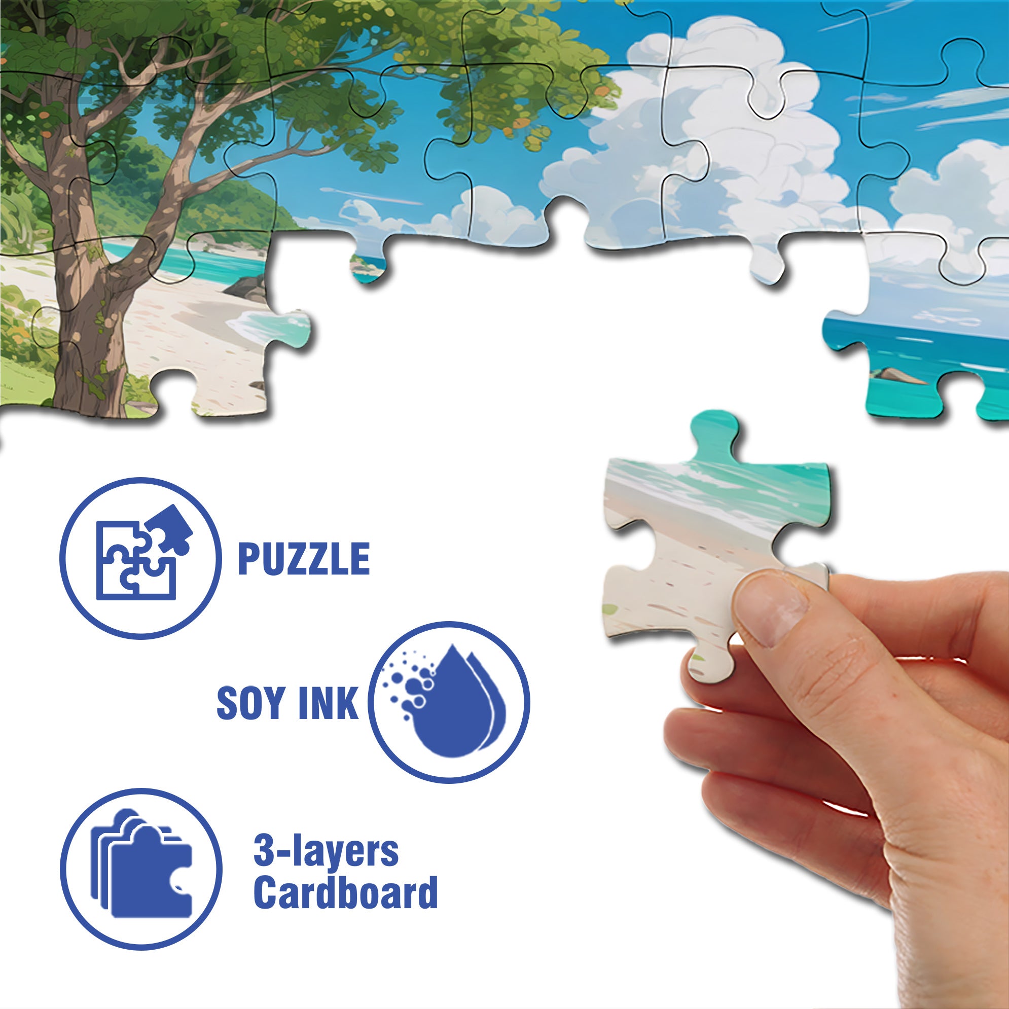 Picnic At The Beach 500pcs/1000pcs Jigsaw Puzzle, Scratch-Resistant, Interactive Family Game & Brain-Boosting DIY Decor, Perfect for Halloween, Christmas & New Year Gifts, Family Puzzle Game