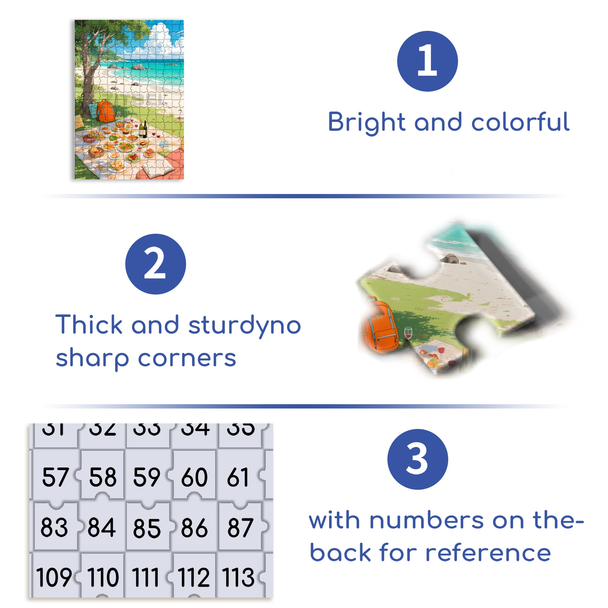 Picnic At The Beach 500pcs/1000pcs Jigsaw Puzzle, Scratch-Resistant, Interactive Family Game & Brain-Boosting DIY Decor, Perfect for Halloween, Christmas & New Year Gifts, Family Puzzle Game