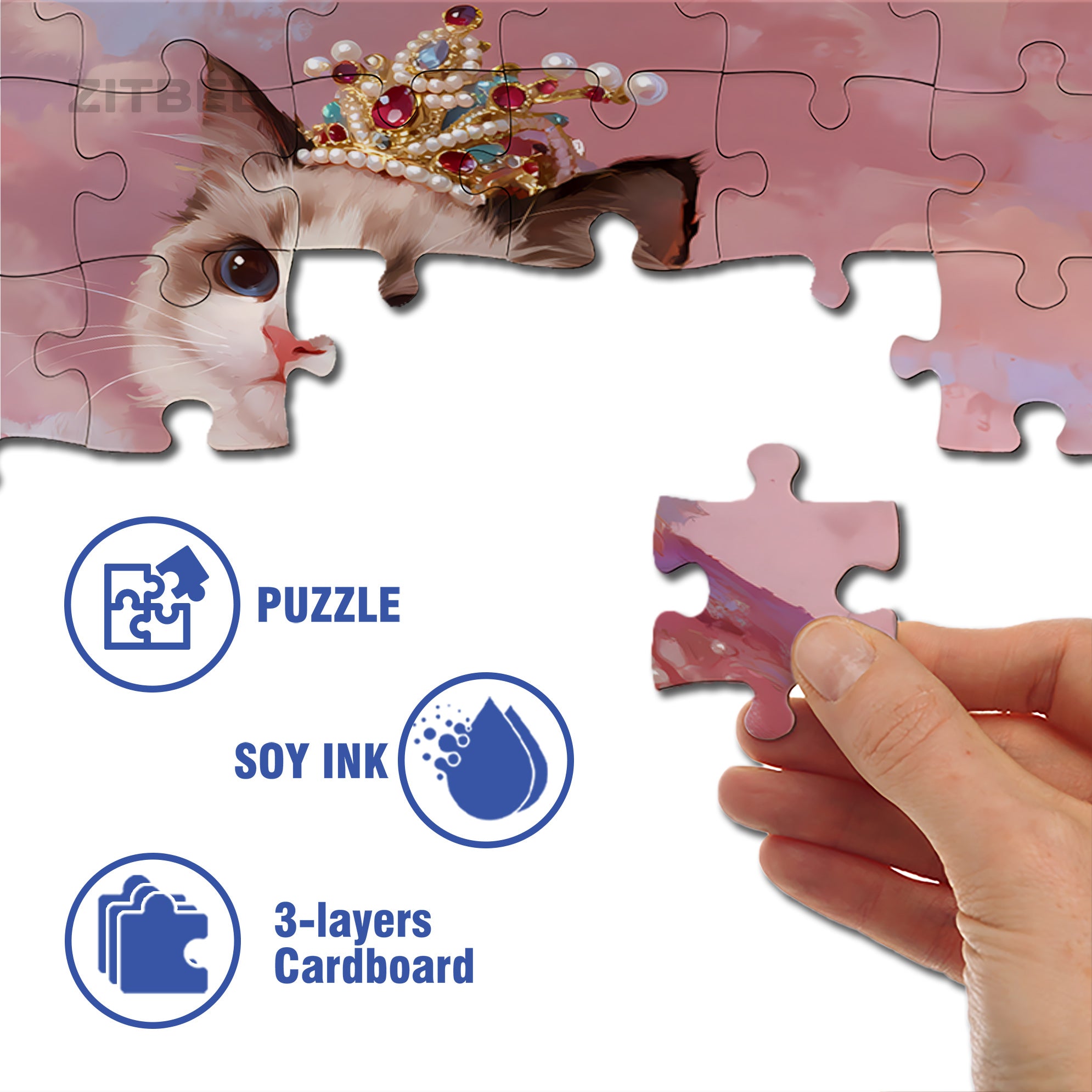 Princess Cat 500pcs/1000pcs Jigsaw Puzzle, Scratch-Resistant, Interactive Family Game & Brain-Boosting DIY Decor, Perfect for Halloween, Christmas & New Year Gifts, Family Puzzle Game