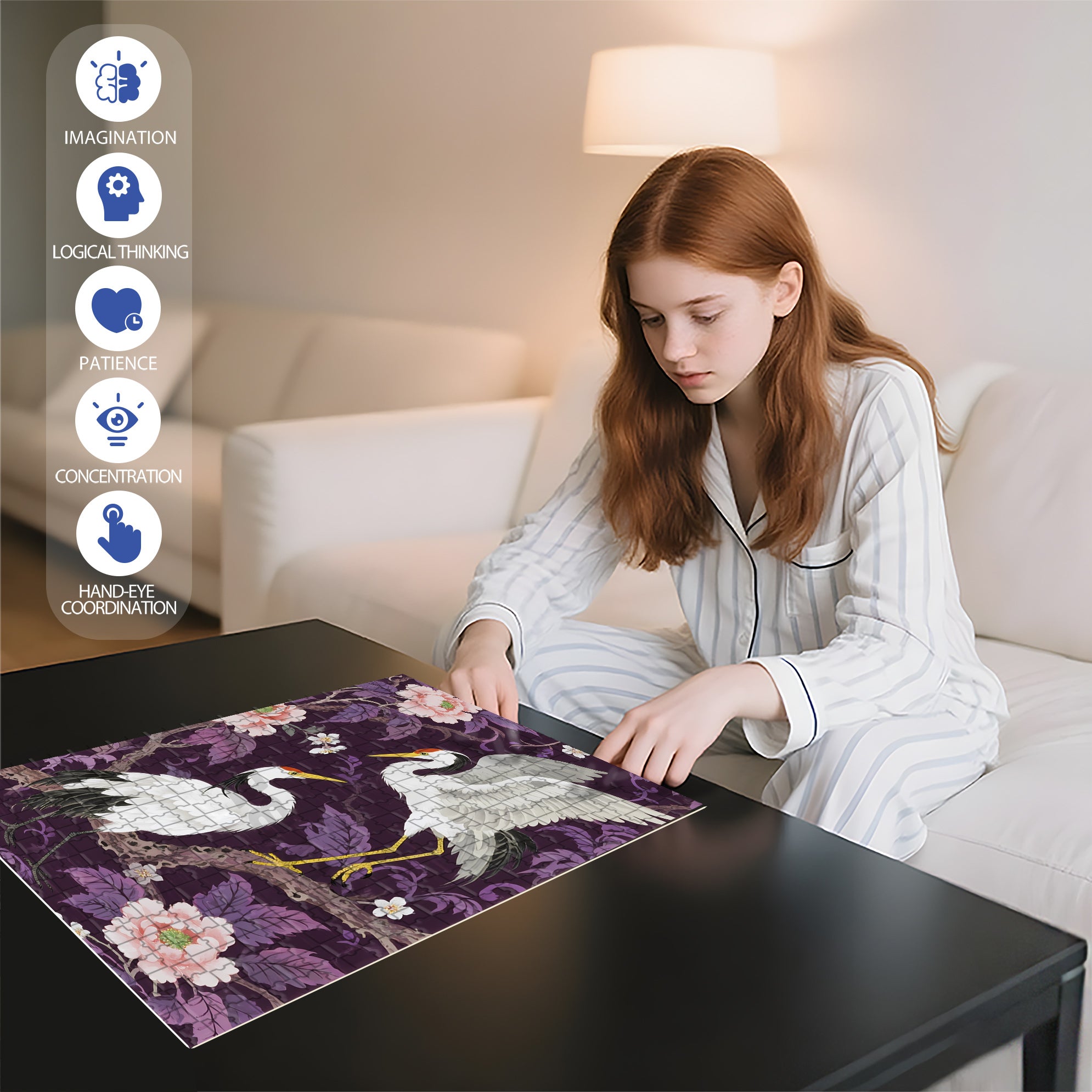 Red-crowned Crane 500pcs/1000pcs Jigsaw Puzzle, Scratch-Resistant, Interactive Family Game & Brain-Boosting DIY Decor, Perfect for Halloween, Christmas & New Year Gifts, Family Puzzle Game