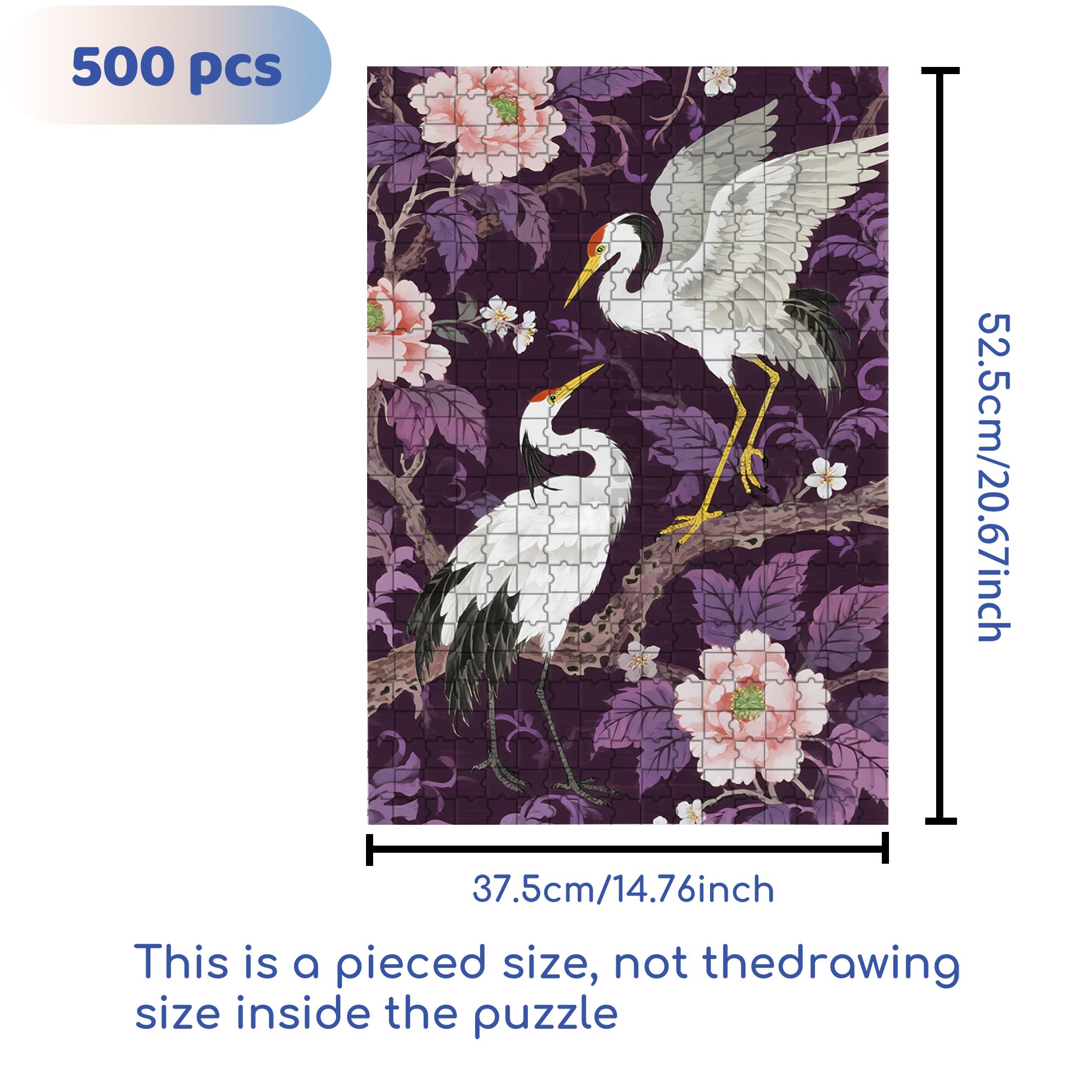 Red-crowned Crane 500pcs/1000pcs Jigsaw Puzzle, Scratch-Resistant, Interactive Family Game & Brain-Boosting DIY Decor, Perfect for Halloween, Christmas & New Year Gifts, Family Puzzle Game