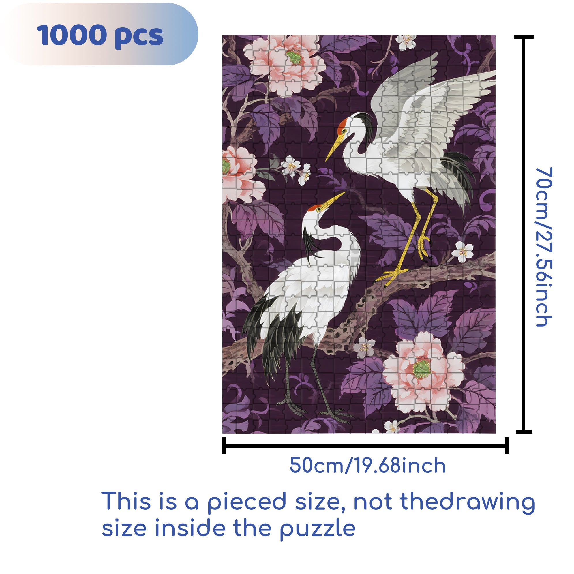 Red-crowned Crane 500pcs/1000pcs Jigsaw Puzzle, Scratch-Resistant, Interactive Family Game & Brain-Boosting DIY Decor, Perfect for Halloween, Christmas & New Year Gifts, Family Puzzle Game