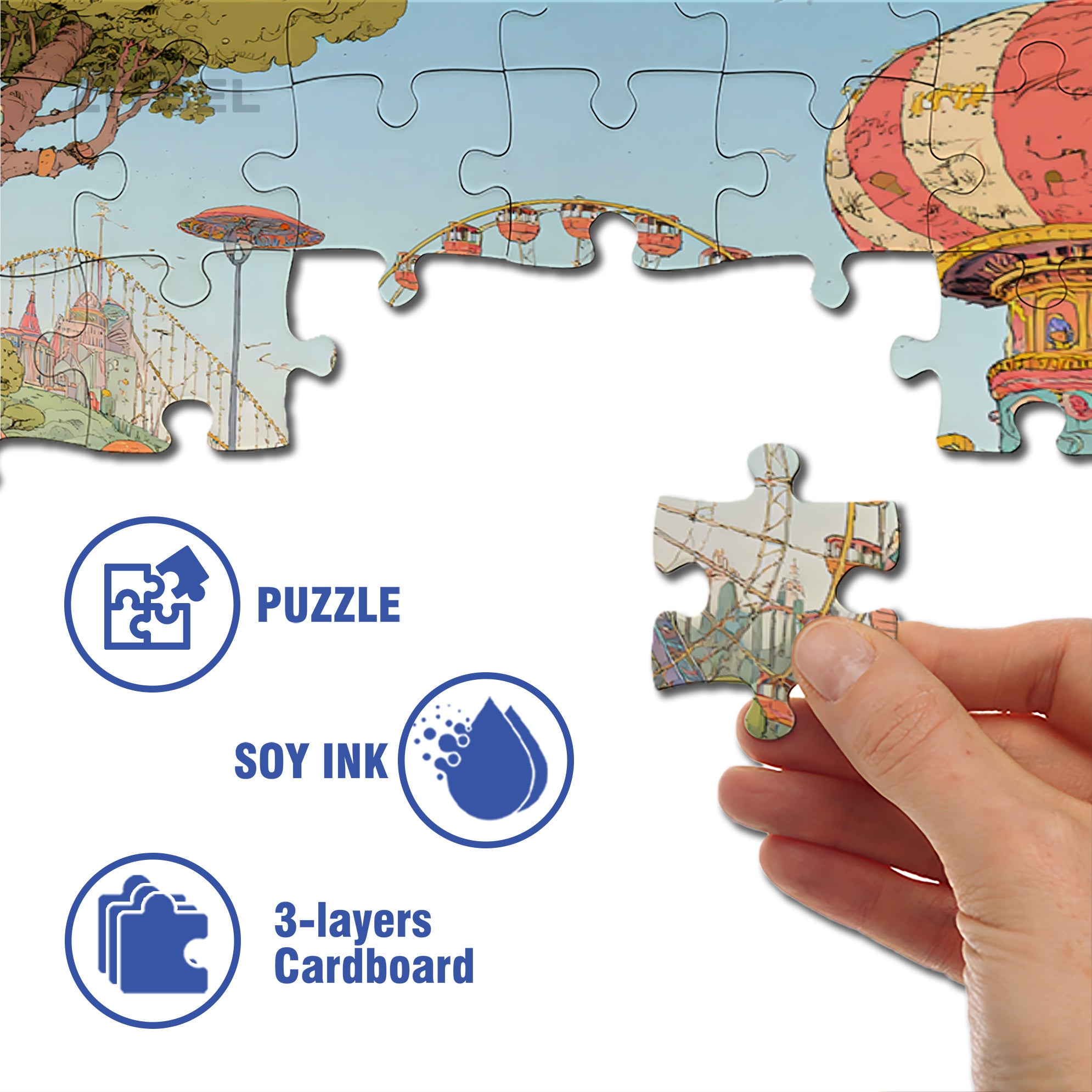 Retro Amusement Park 500pcs/1000pcs Jigsaw Puzzle, Scratch-Resistant, Interactive Family Game & Brain-Boosting DIY Decor, Perfect for Halloween, Christmas & New Year Gifts, Family Puzzle Game