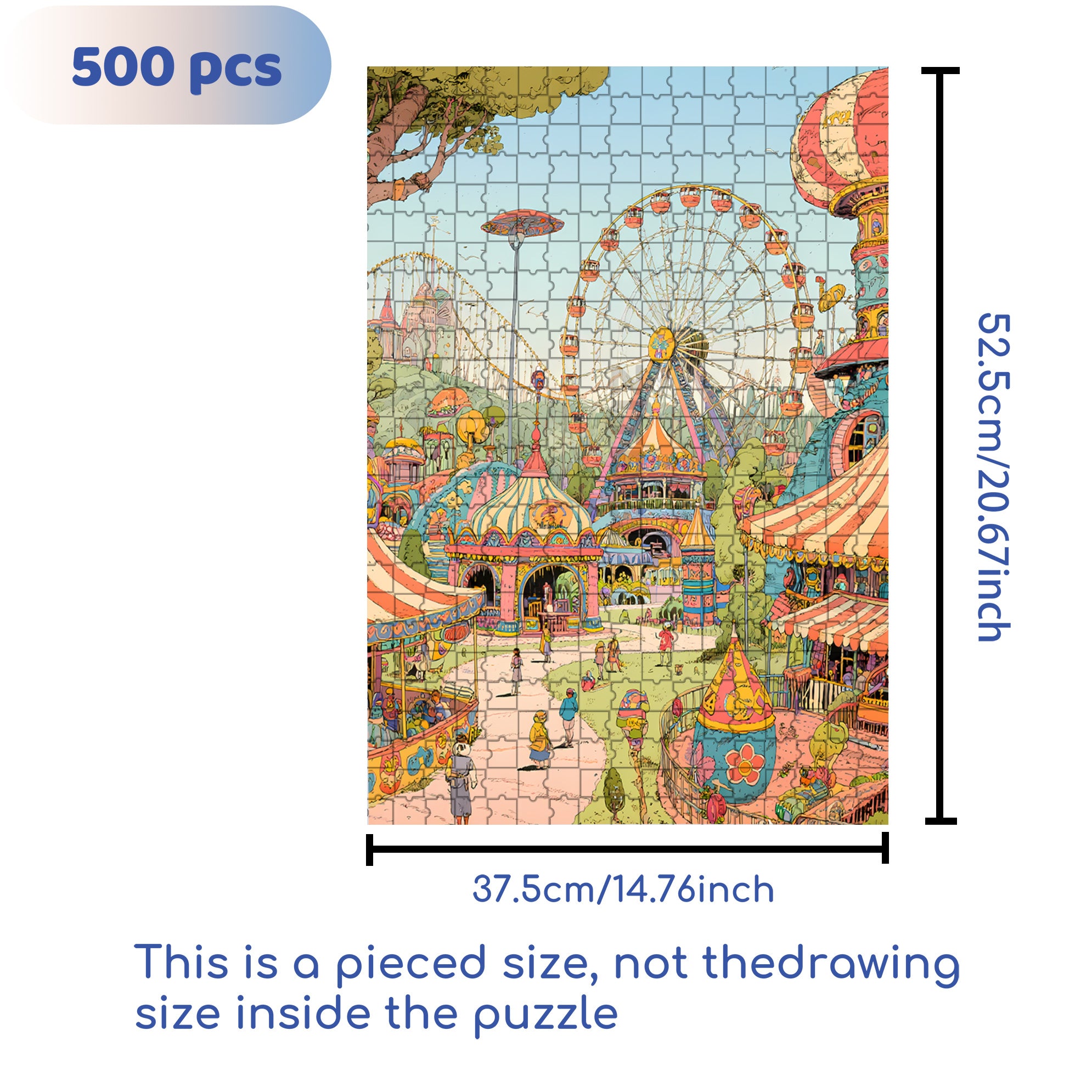 Retro Amusement Park 500pcs/1000pcs Jigsaw Puzzle, Scratch-Resistant, Interactive Family Game & Brain-Boosting DIY Decor, Perfect for Halloween, Christmas & New Year Gifts, Family Puzzle Game
