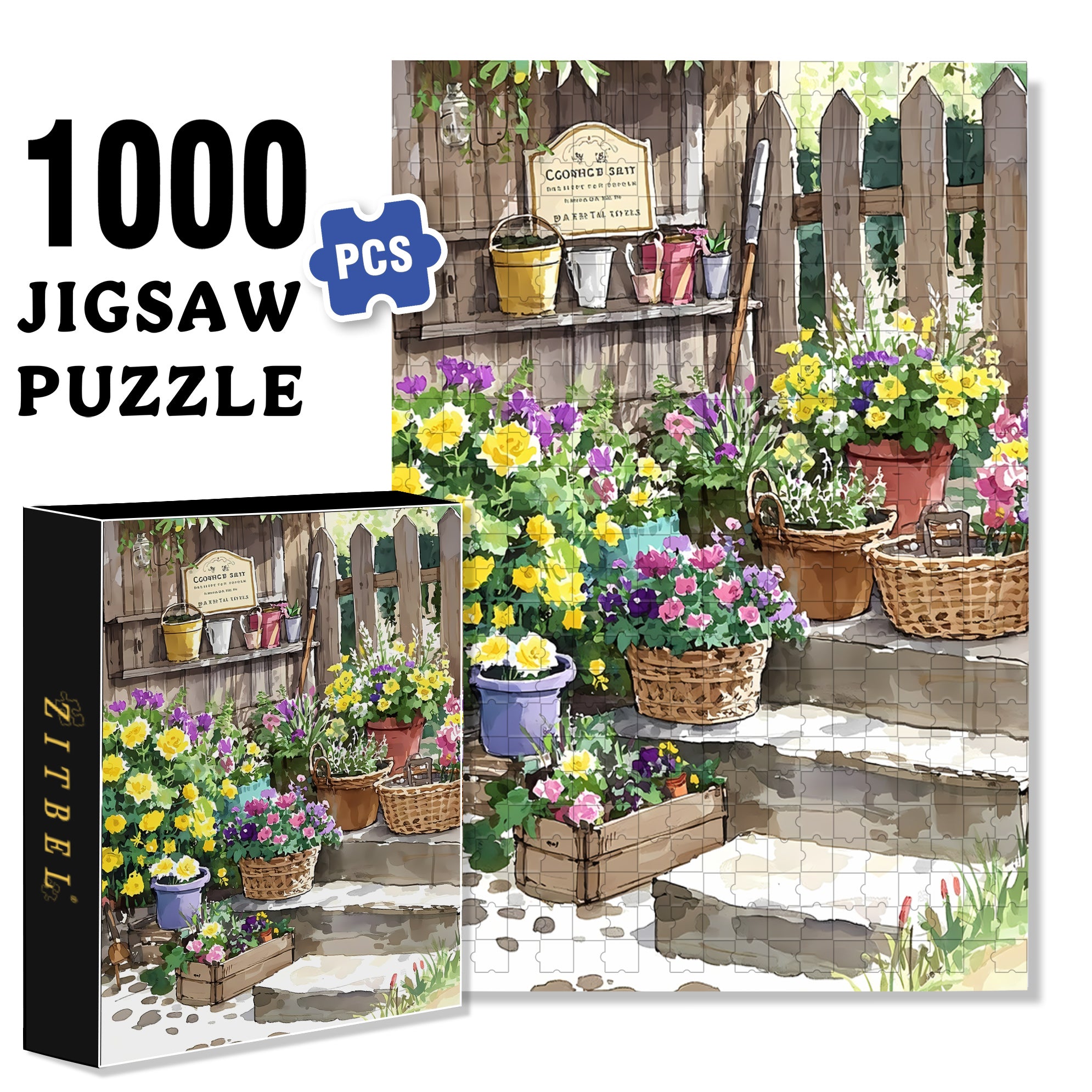 Sarah's Back Garden 500pcs/1000pcs Jigsaw Puzzle, Scratch-Resistant, Interactive Family Game & Brain-Boosting DIY Decor, Perfect for Halloween, Christmas & New Year Gifts, Family Puzzle Game