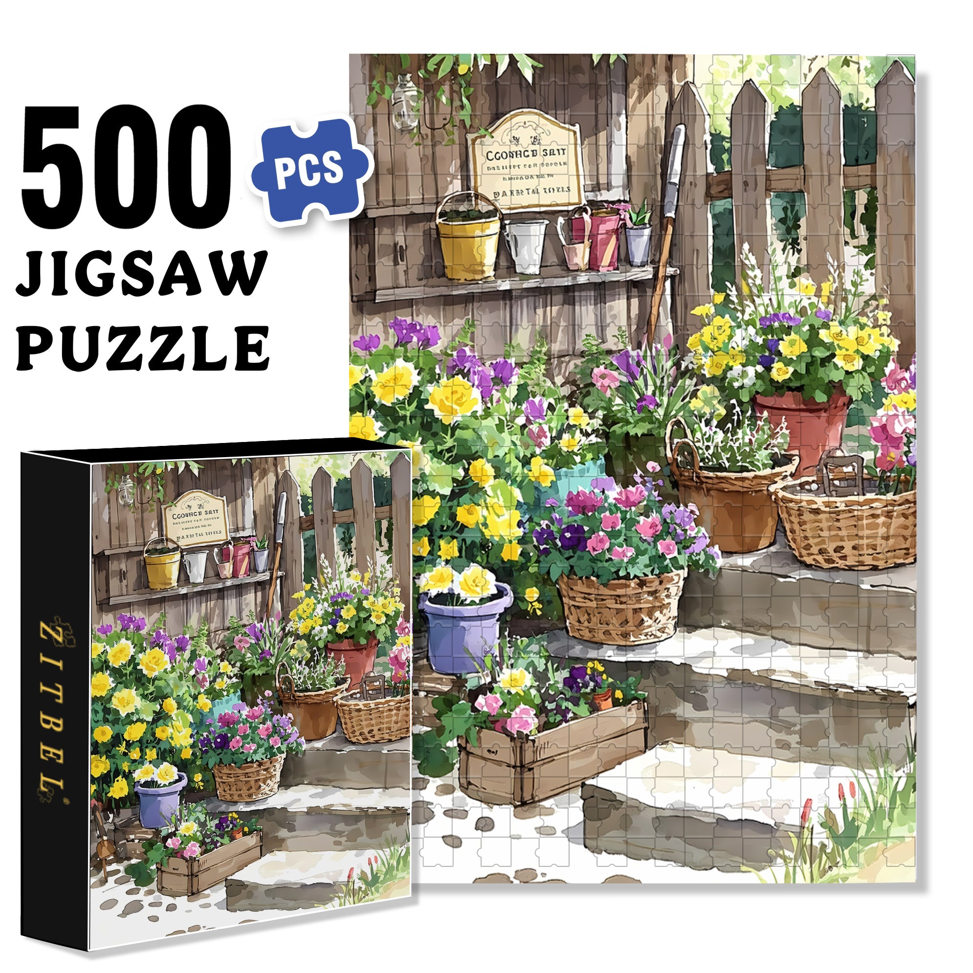 Sarah's Back Garden 500pcs/1000pcs Jigsaw Puzzle, Scratch-Resistant, Interactive Family Game & Brain-Boosting DIY Decor, Perfect for Halloween, Christmas & New Year Gifts, Family Puzzle Game