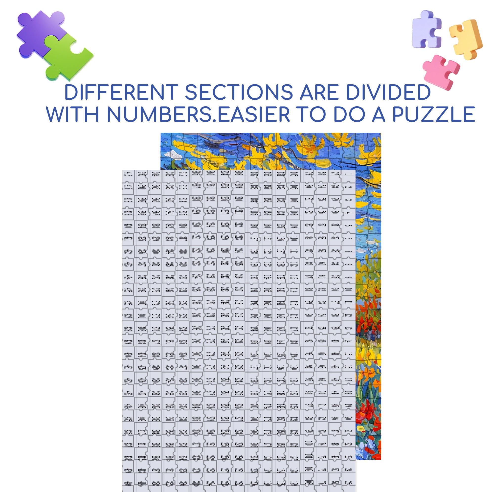 Sea of ??Flowers 500pcs/1000pcs Jigsaw Puzzle, Scratch-Resistant, Interactive Family Game & Brain-Boosting DIY Decor, Perfect for Halloween, Christmas & New Year Gifts, Family Puzzle Game