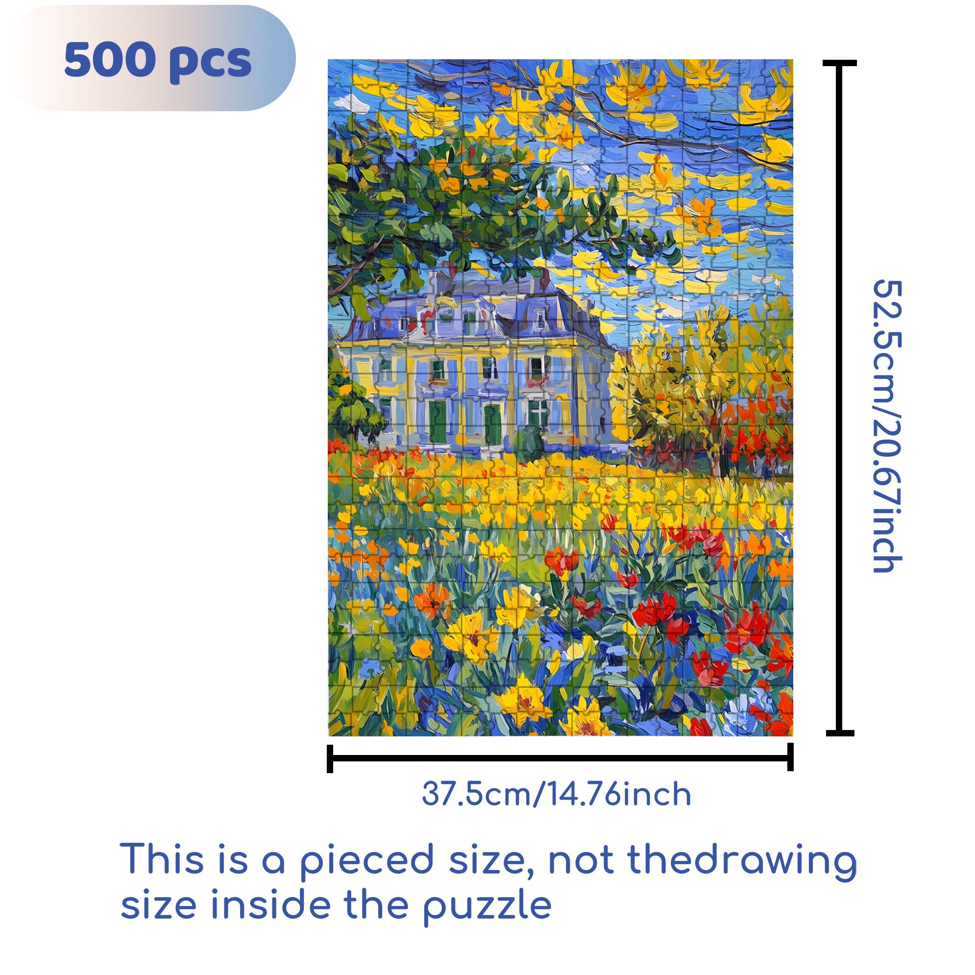 Sea of ??Flowers 500pcs/1000pcs Jigsaw Puzzle, Scratch-Resistant, Interactive Family Game & Brain-Boosting DIY Decor, Perfect for Halloween, Christmas & New Year Gifts, Family Puzzle Game