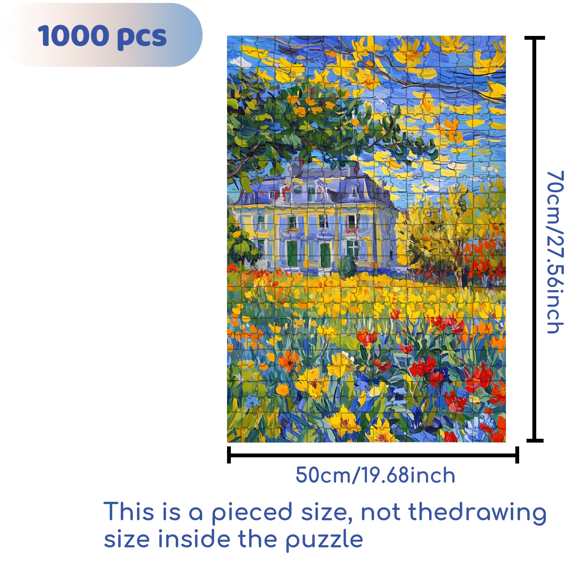 Sea of ??Flowers 500pcs/1000pcs Jigsaw Puzzle, Scratch-Resistant, Interactive Family Game & Brain-Boosting DIY Decor, Perfect for Halloween, Christmas & New Year Gifts, Family Puzzle Game