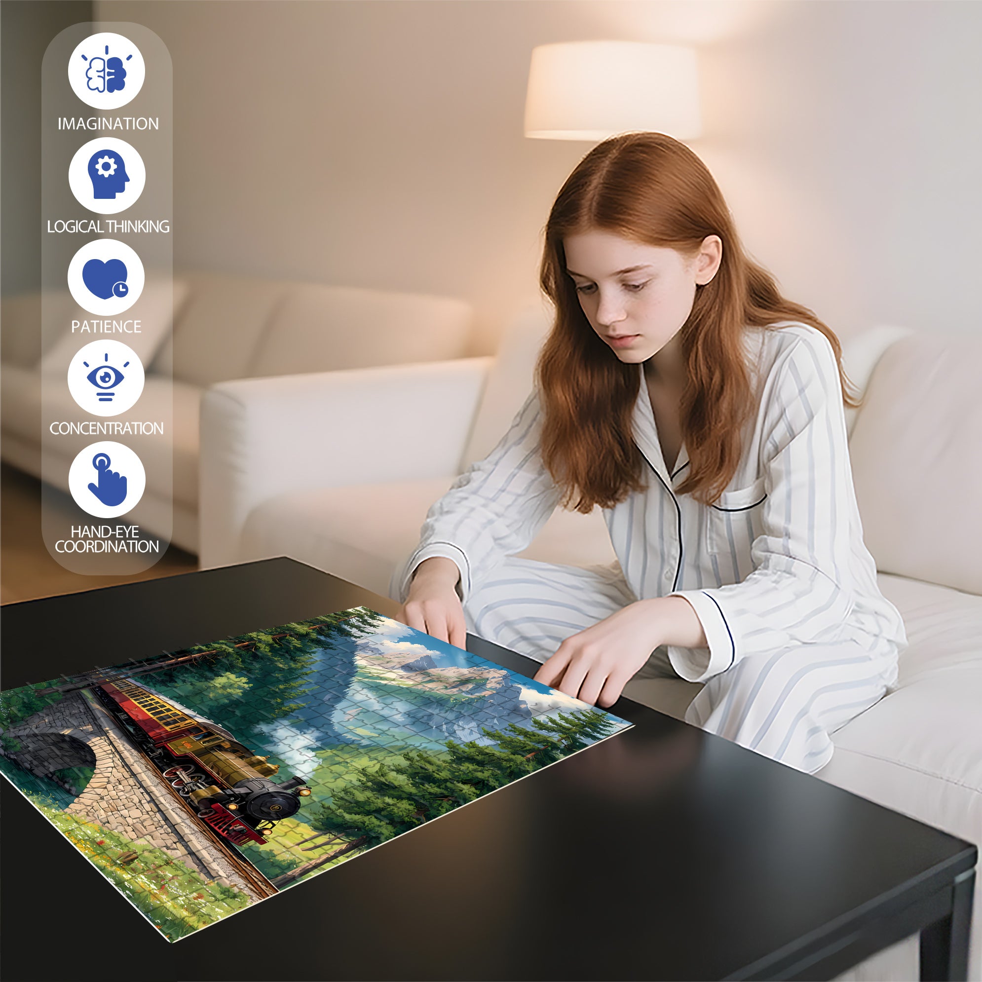 Train 500pcs/1000pcs Jigsaw Puzzle, Scratch-Resistant, Interactive Family Game & Brain-Boosting DIY Decor, Perfect for Halloween, Christmas & New Year Gifts, Family Puzzle Game