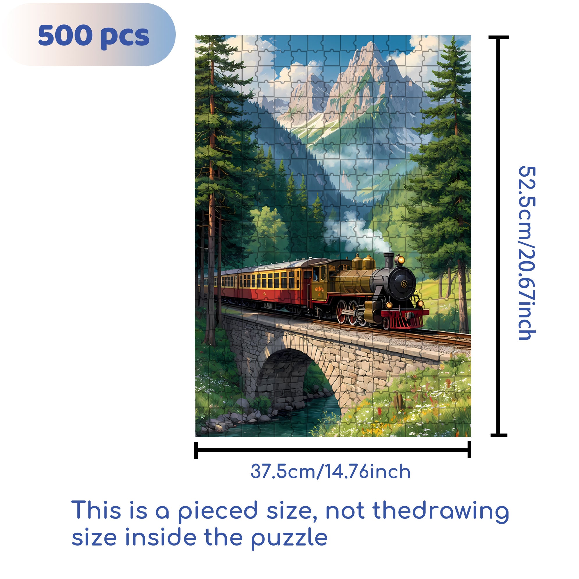 Train 500pcs/1000pcs Jigsaw Puzzle, Scratch-Resistant, Interactive Family Game & Brain-Boosting DIY Decor, Perfect for Halloween, Christmas & New Year Gifts, Family Puzzle Game