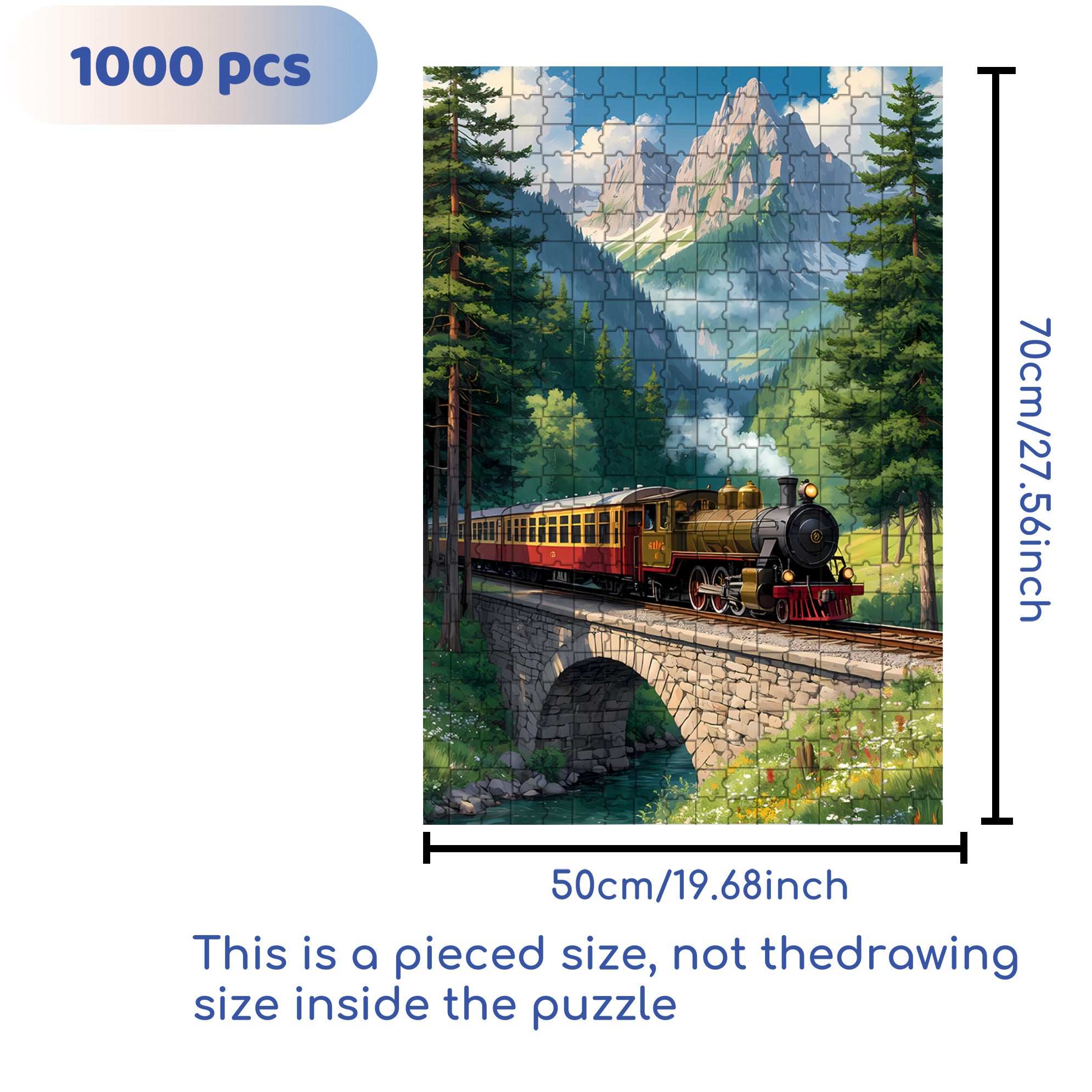 Train 500pcs/1000pcs Jigsaw Puzzle, Scratch-Resistant, Interactive Family Game & Brain-Boosting DIY Decor, Perfect for Halloween, Christmas & New Year Gifts, Family Puzzle Game