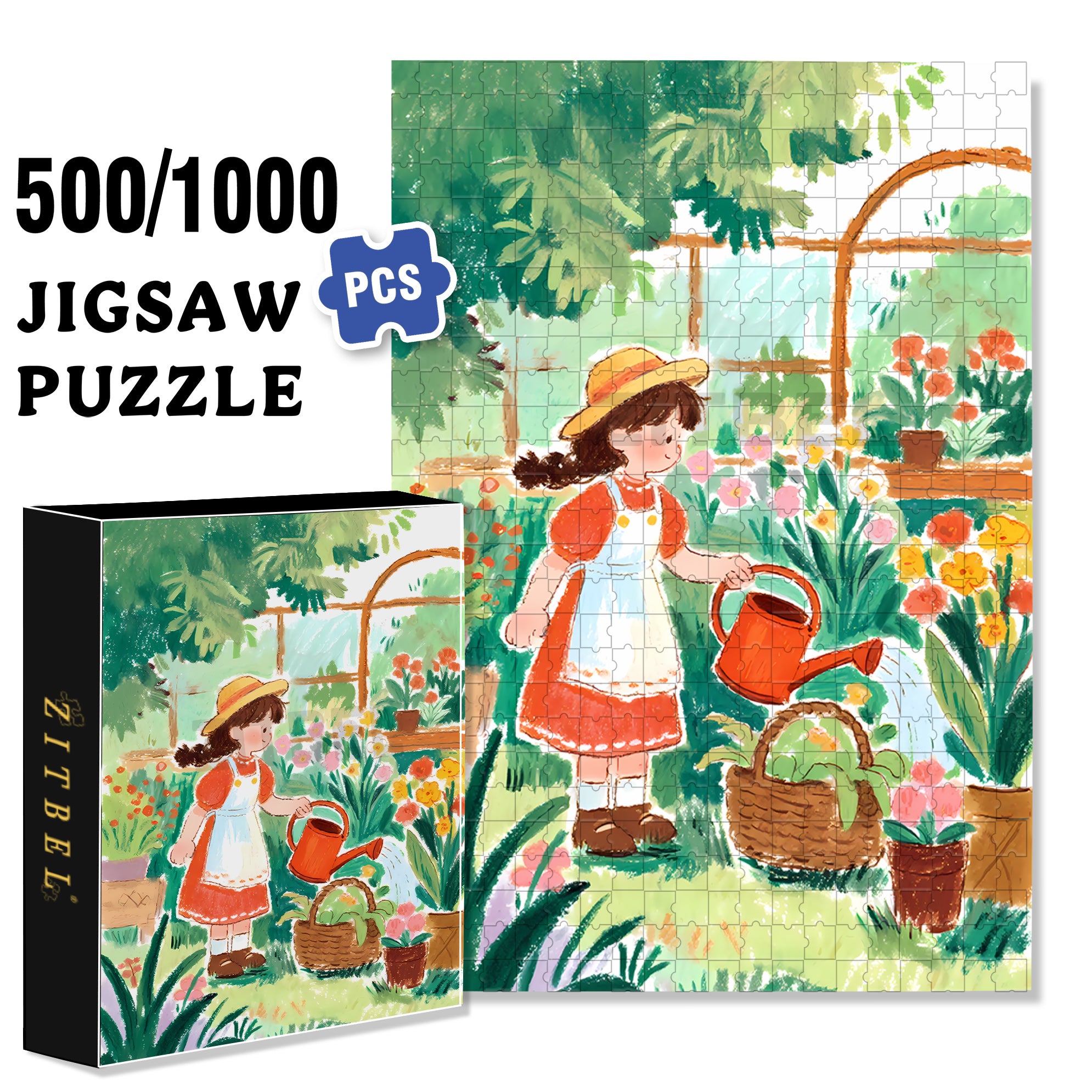 Watering 500pcs/1000pcs Jigsaw Puzzle, Scratch-Resistant, Interactive Family Game & Brain-Boosting DIY Decor, Perfect for Halloween, Christmas & New Year Gifts, Family Puzzle Game