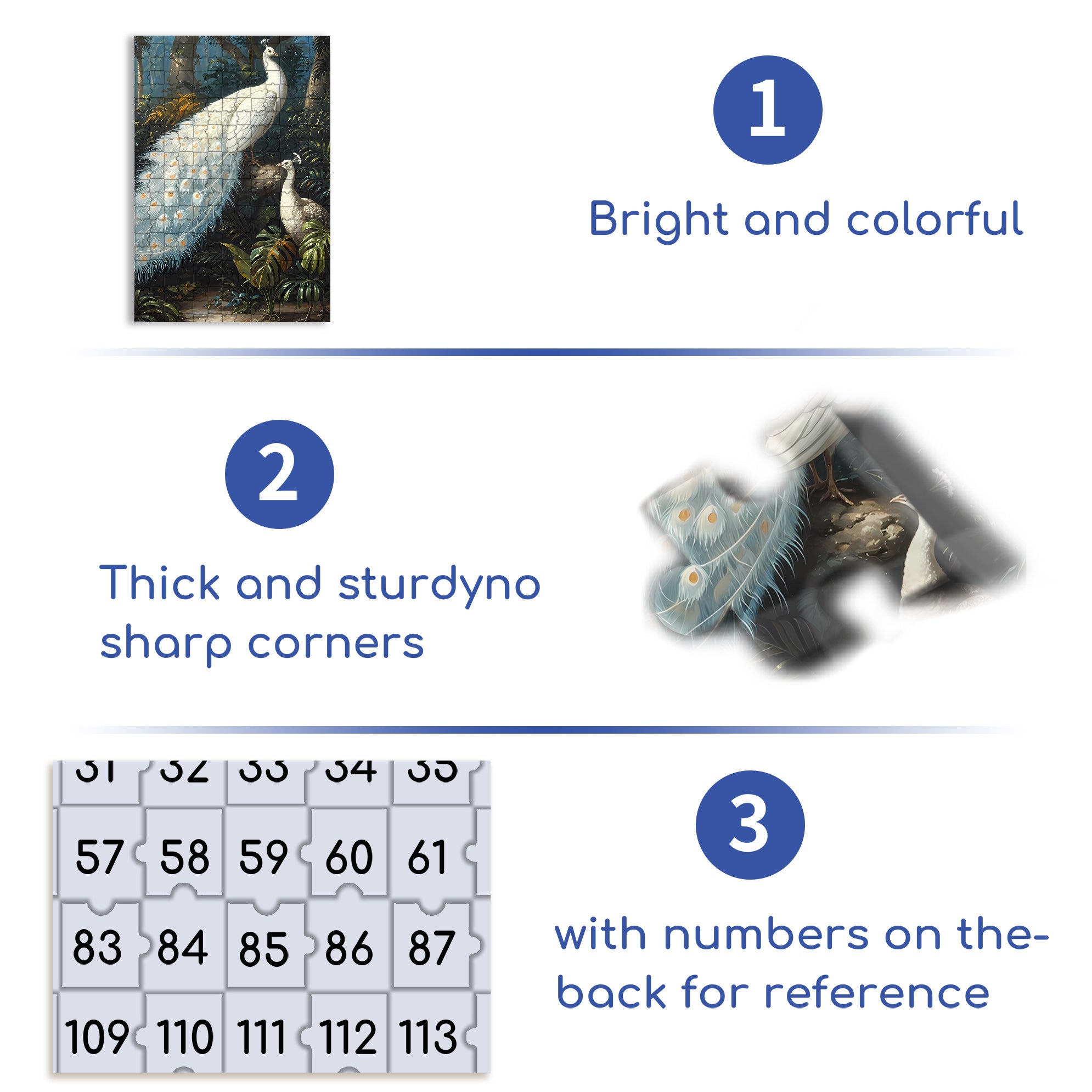White Peacock 500pcs/1000pcs Jigsaw Puzzle, Scratch-Resistant, Interactive Family Game & Brain-Boosting DIY Decor, Perfect for Halloween, Christmas & New Year Gifts, Family Puzzle Game