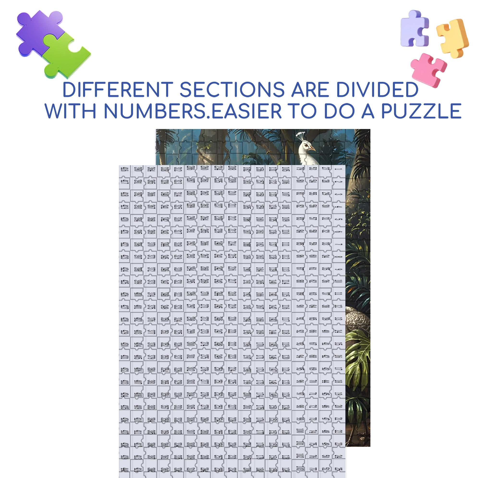 White Peacock 500pcs/1000pcs Jigsaw Puzzle, Scratch-Resistant, Interactive Family Game & Brain-Boosting DIY Decor, Perfect for Halloween, Christmas & New Year Gifts, Family Puzzle Game