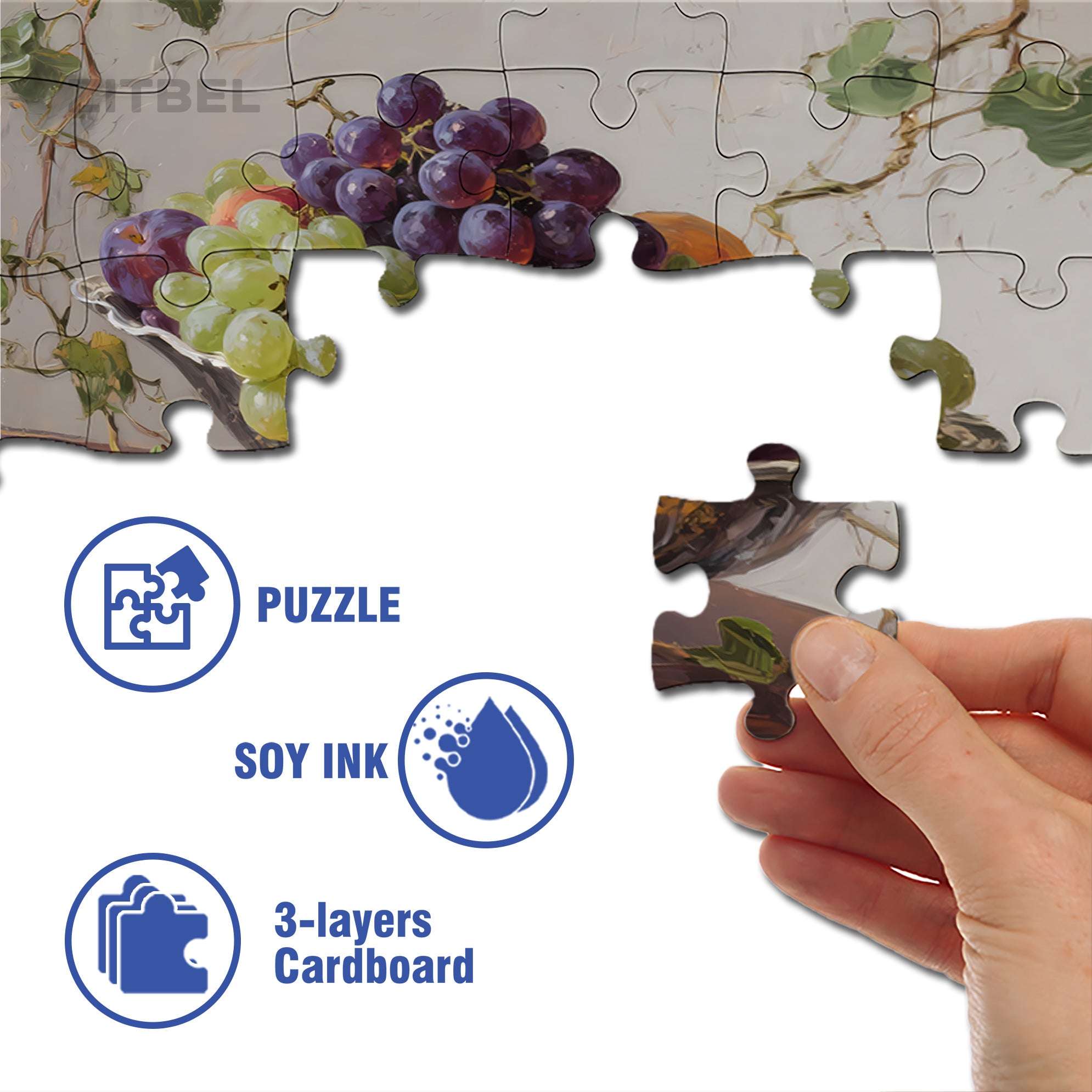 A Plate Of Grapes 500pcs/1000pcs Jigsaw Puzzle, Scratch-Resistant, Interactive Family Game & Brain-Boosting DIY Decor, Perfect for Halloween, Christmas & New Year Gifts, Family Puzzle Game