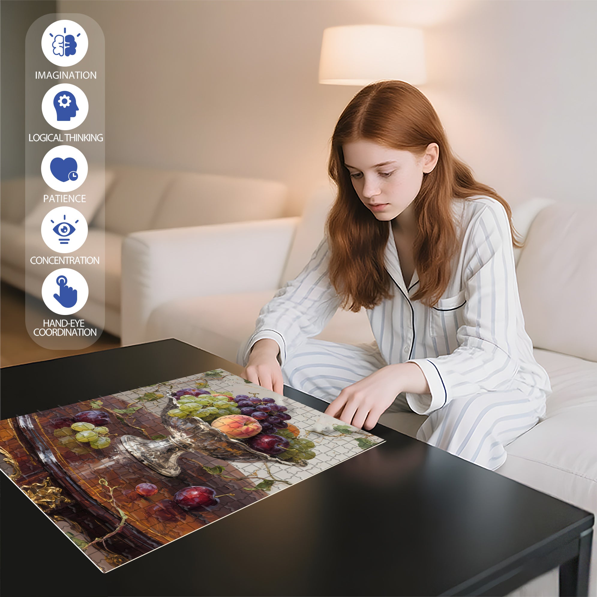 A Plate Of Grapes 500pcs/1000pcs Jigsaw Puzzle, Scratch-Resistant, Interactive Family Game & Brain-Boosting DIY Decor, Perfect for Halloween, Christmas & New Year Gifts, Family Puzzle Game