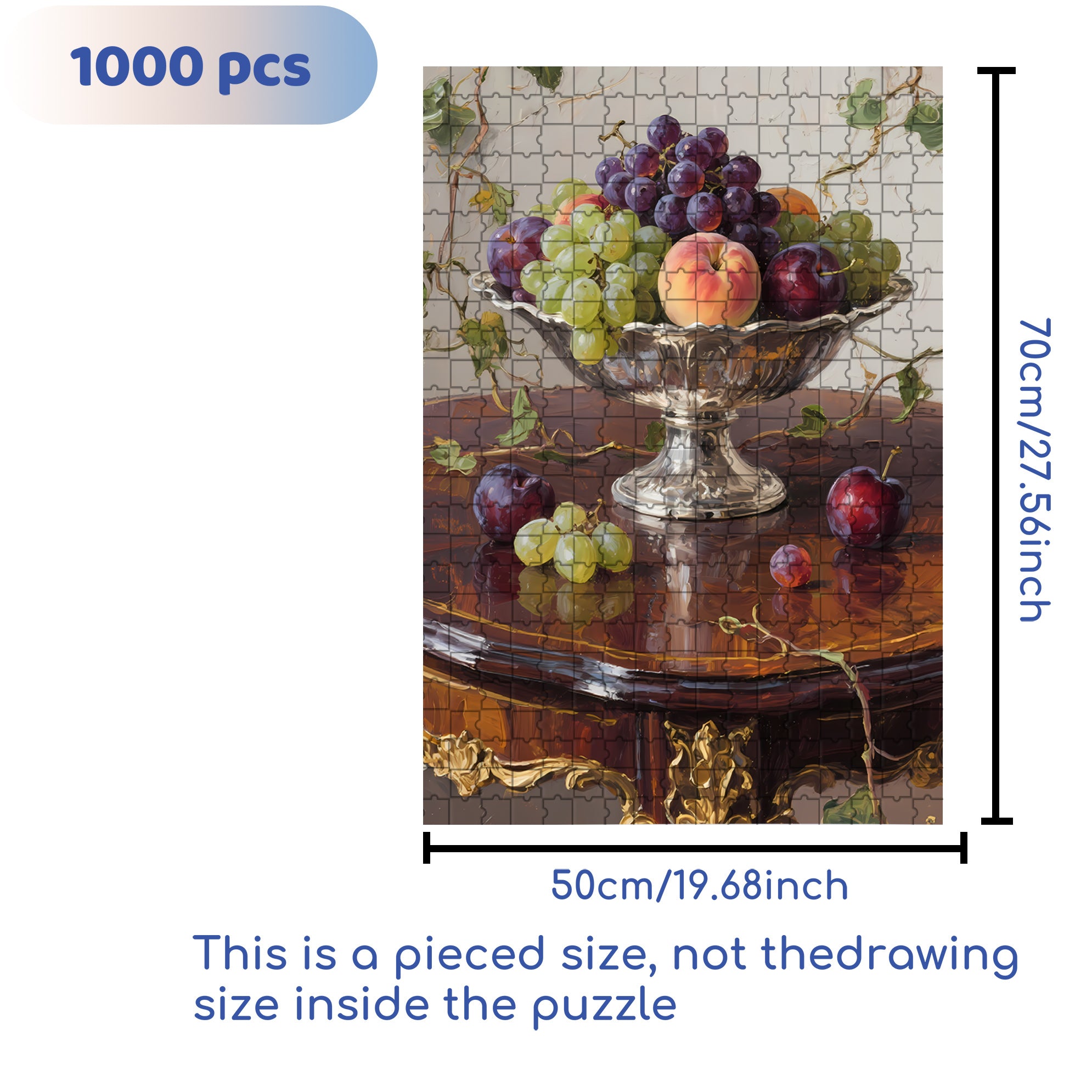 A Plate Of Grapes 500pcs/1000pcs Jigsaw Puzzle, Scratch-Resistant, Interactive Family Game & Brain-Boosting DIY Decor, Perfect for Halloween, Christmas & New Year Gifts, Family Puzzle Game