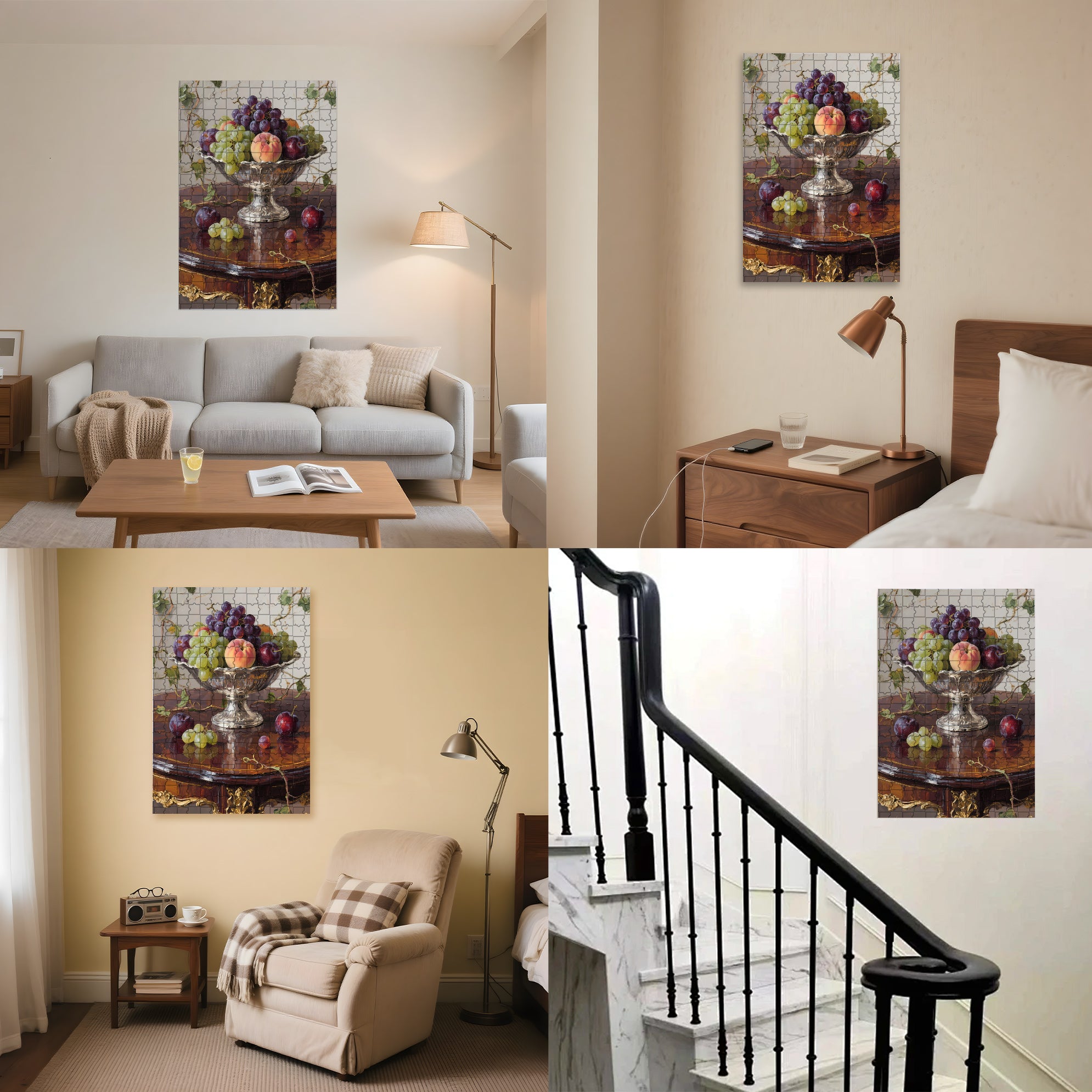 A Plate Of Grapes 500pcs/1000pcs Jigsaw Puzzle, Scratch-Resistant, Interactive Family Game & Brain-Boosting DIY Decor, Perfect for Halloween, Christmas & New Year Gifts, Family Puzzle Game