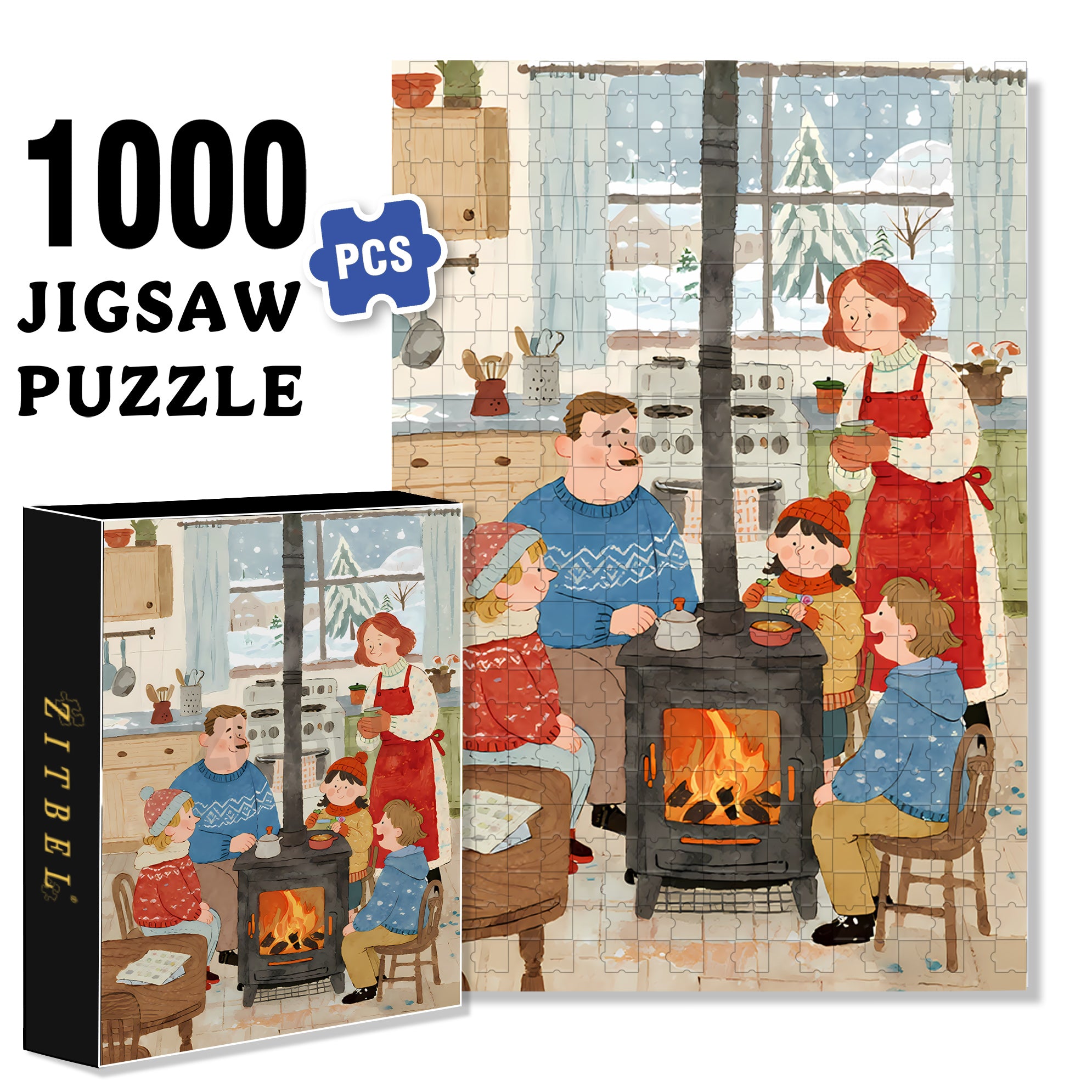 A Winter Evening Chat 500pcs/1000pcs Jigsaw Puzzle, Scratch-Resistant, Interactive Family Game & Brain-Boosting DIY Decor, Perfect for Halloween, Christmas & New Year Gifts, Family Puzzle Game