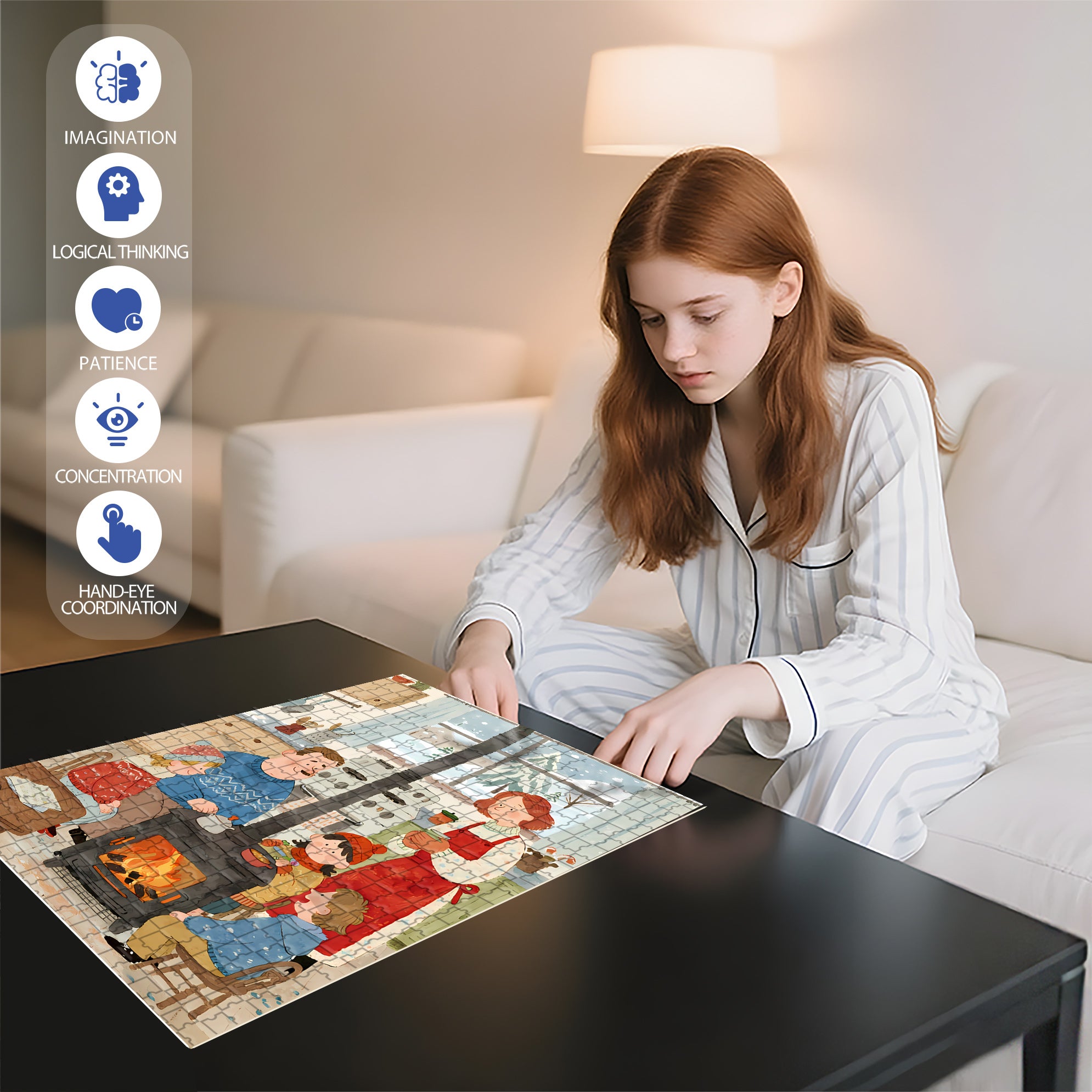 A Winter Evening Chat 500pcs/1000pcs Jigsaw Puzzle, Scratch-Resistant, Interactive Family Game & Brain-Boosting DIY Decor, Perfect for Halloween, Christmas & New Year Gifts, Family Puzzle Game