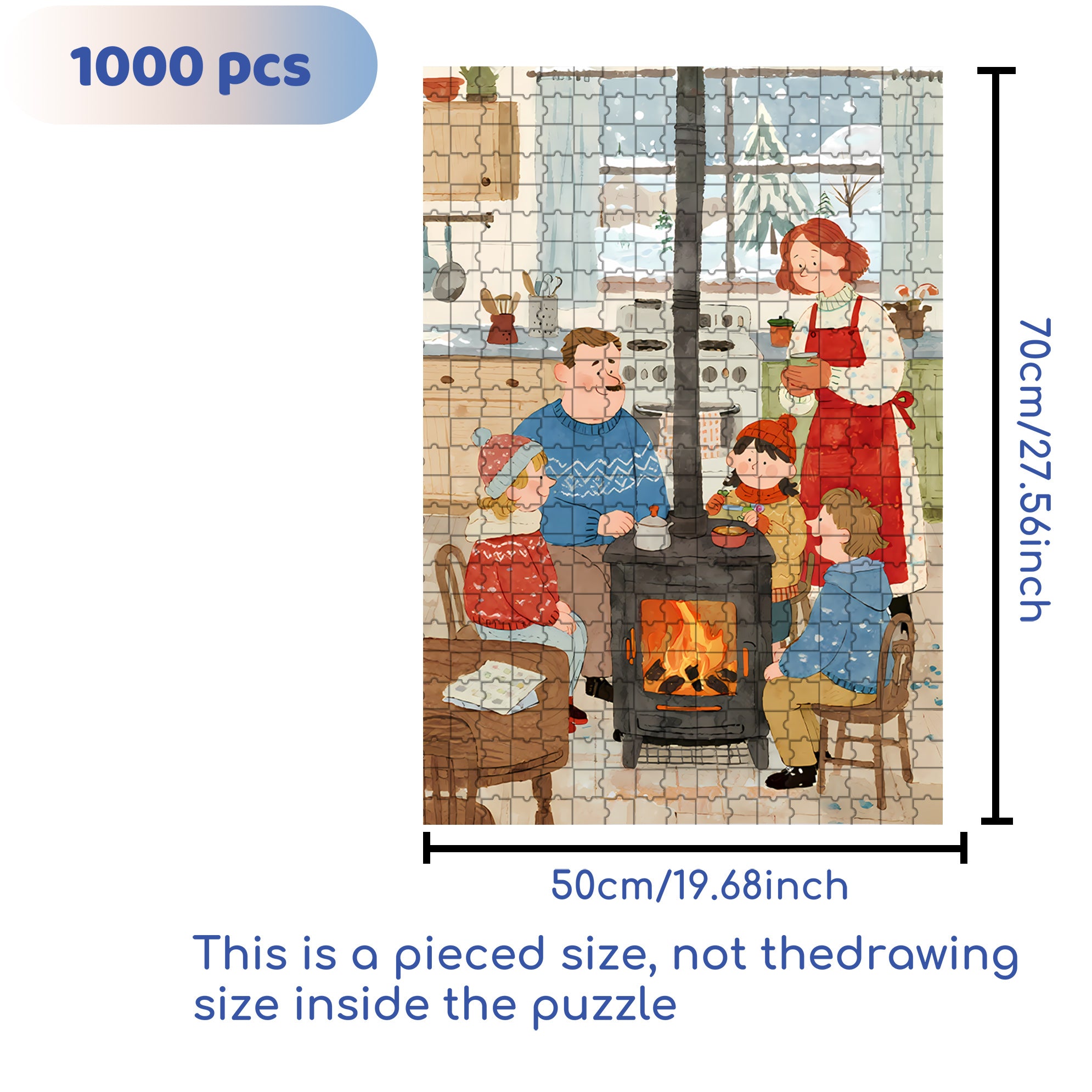 A Winter Evening Chat 500pcs/1000pcs Jigsaw Puzzle, Scratch-Resistant, Interactive Family Game & Brain-Boosting DIY Decor, Perfect for Halloween, Christmas & New Year Gifts, Family Puzzle Game