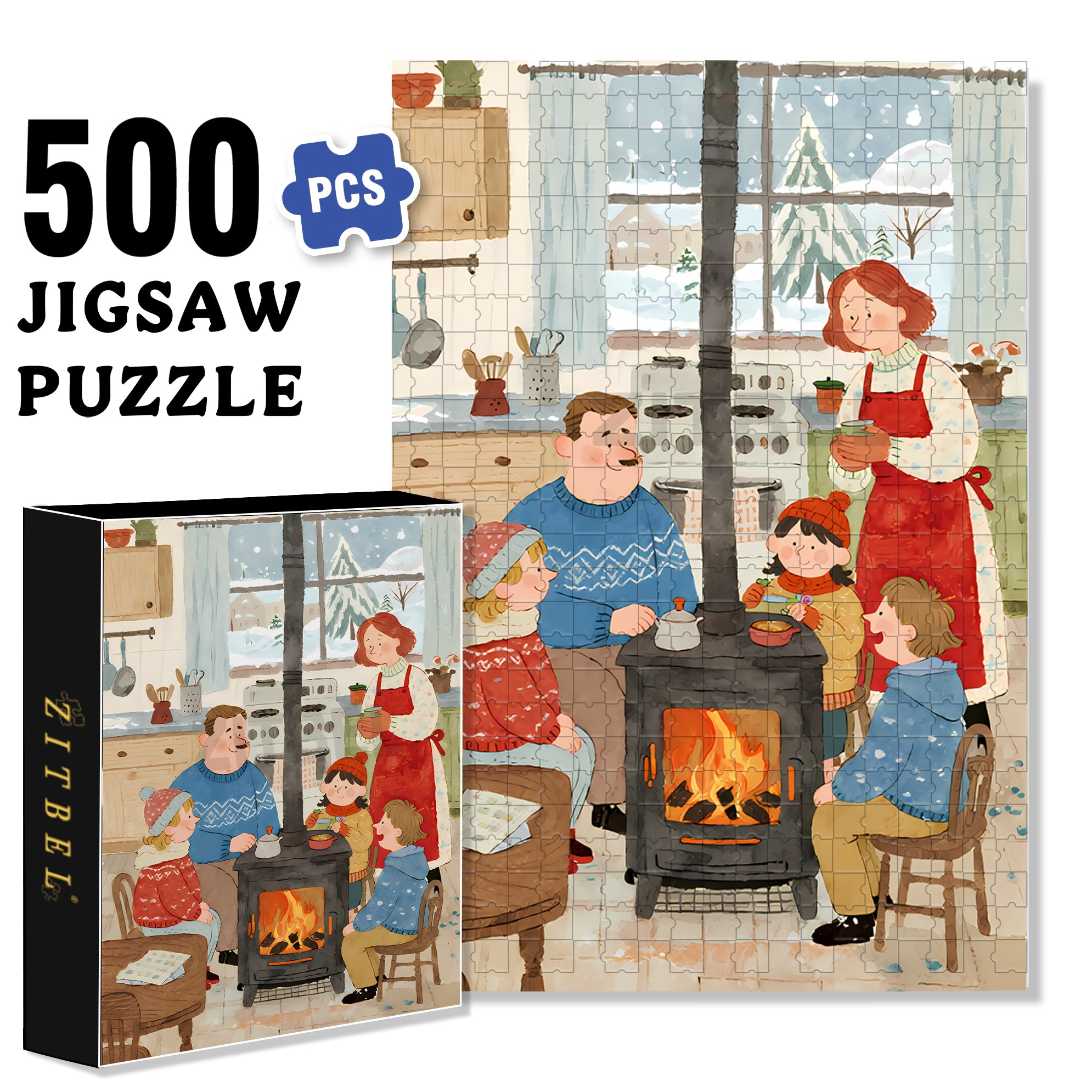A Winter Evening Chat 500pcs/1000pcs Jigsaw Puzzle, Scratch-Resistant, Interactive Family Game & Brain-Boosting DIY Decor, Perfect for Halloween, Christmas & New Year Gifts, Family Puzzle Game