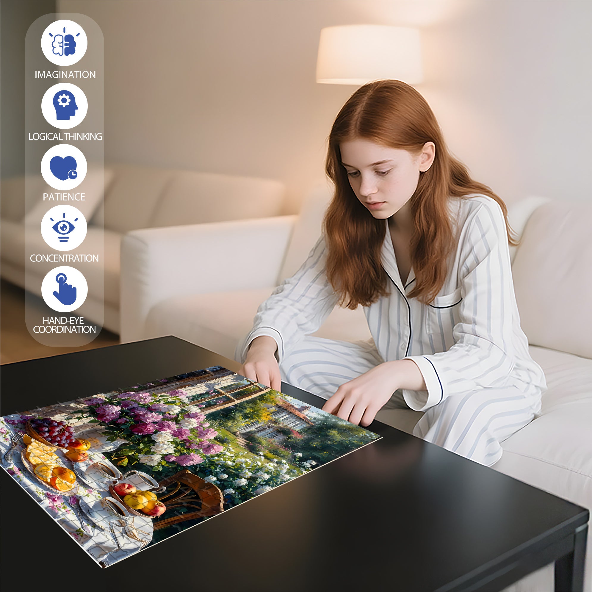Afternoon Tea Time 500pcs/1000pcs Jigsaw Puzzle, Scratch-Resistant, Interactive Family Game & Brain-Boosting DIY Decor, Perfect for Halloween, Christmas & New Year Gifts, Family Puzzle Game