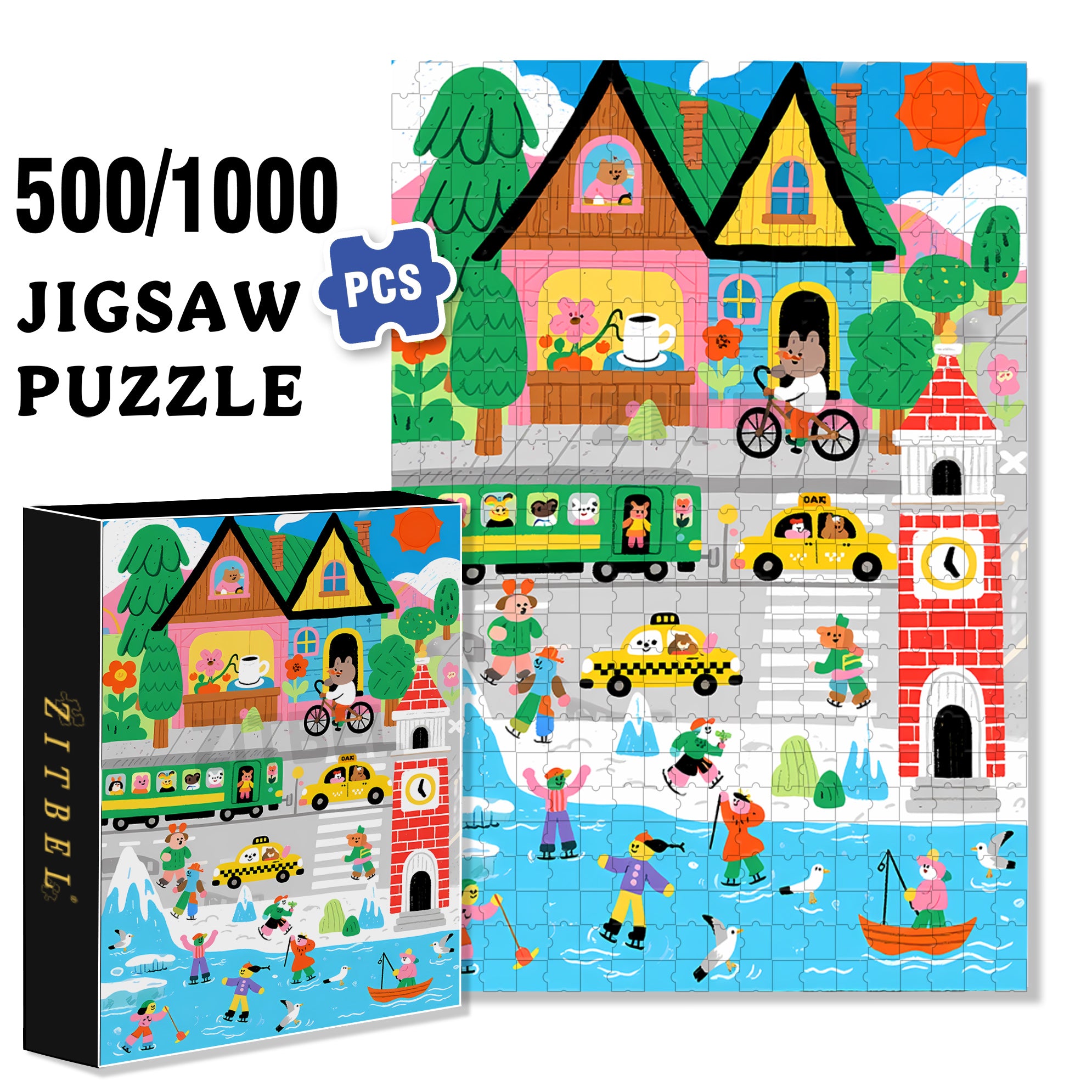 Animal Park 500pcs/1000pcs Jigsaw Puzzle, Scratch-Resistant, Interactive Family Game & Brain-Boosting DIY Decor, Perfect for Halloween, Christmas & New Year Gifts, Family Puzzle Game