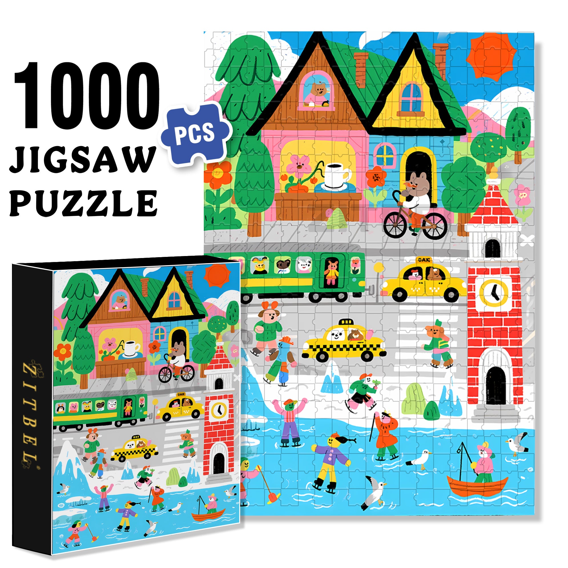 Animal Park 500pcs/1000pcs Jigsaw Puzzle, Scratch-Resistant, Interactive Family Game & Brain-Boosting DIY Decor, Perfect for Halloween, Christmas & New Year Gifts, Family Puzzle Game