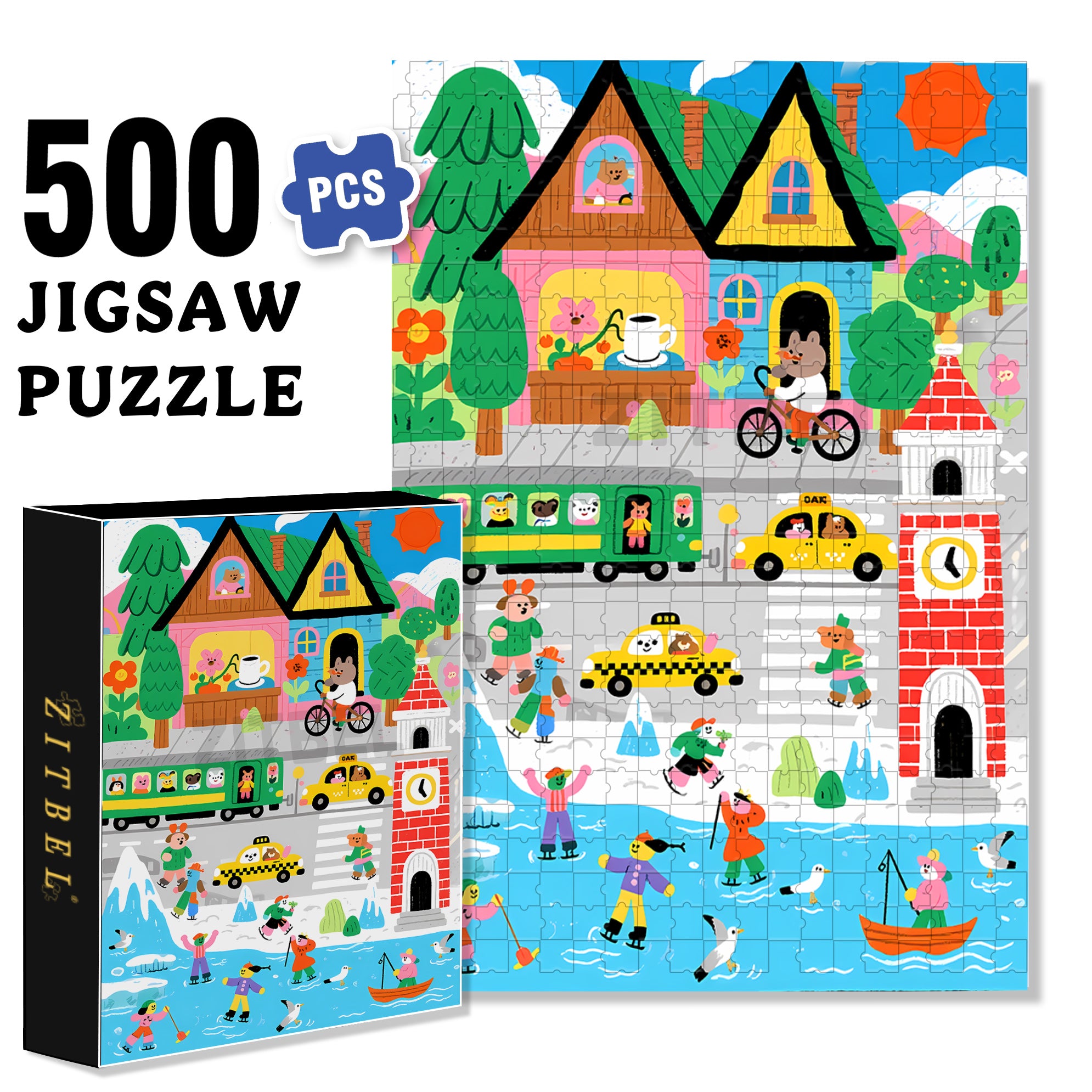 Animal Park 500pcs/1000pcs Jigsaw Puzzle, Scratch-Resistant, Interactive Family Game & Brain-Boosting DIY Decor, Perfect for Halloween, Christmas & New Year Gifts, Family Puzzle Game