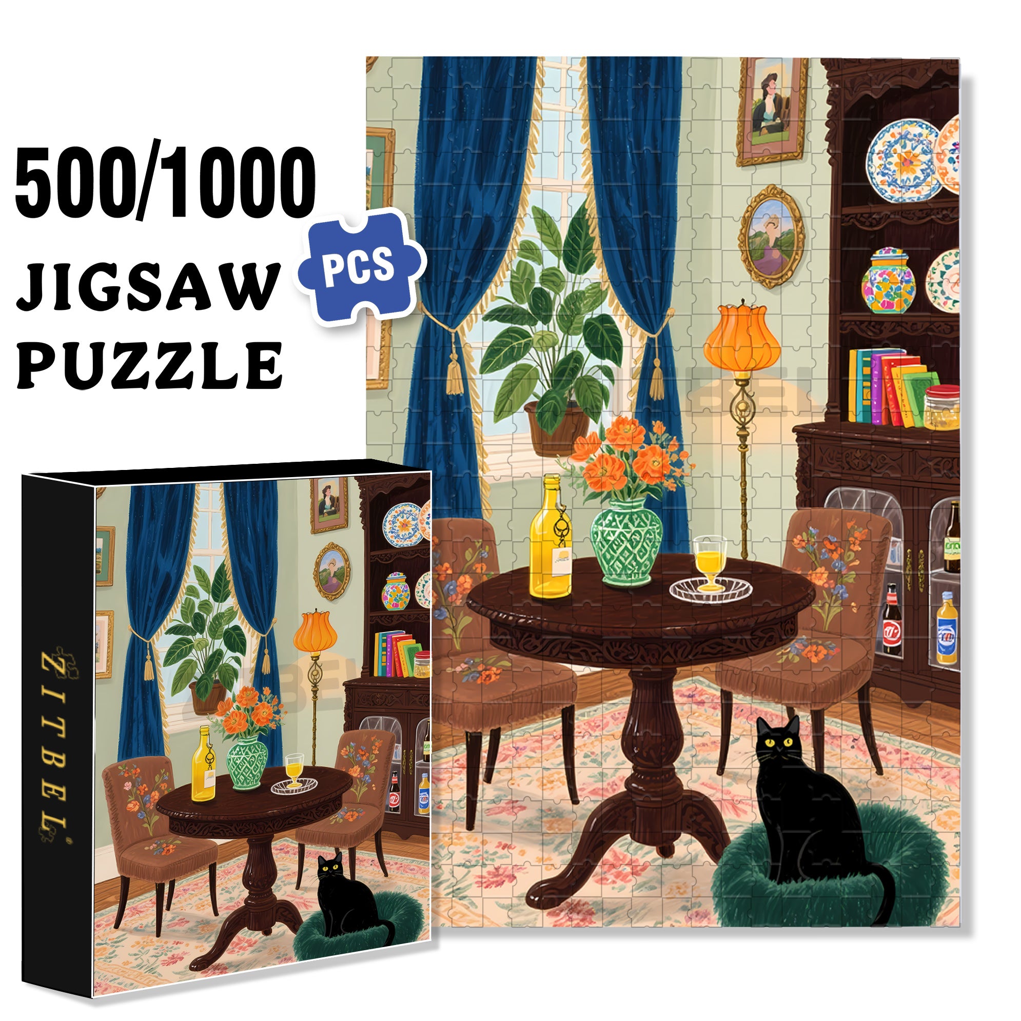 At Home 500pcs/1000pcs Jigsaw Puzzle, Scratch-Resistant, Interactive Family Game & Brain-Boosting DIY Decor, Perfect for Halloween, Christmas & New Year Gifts, Family Puzzle Game