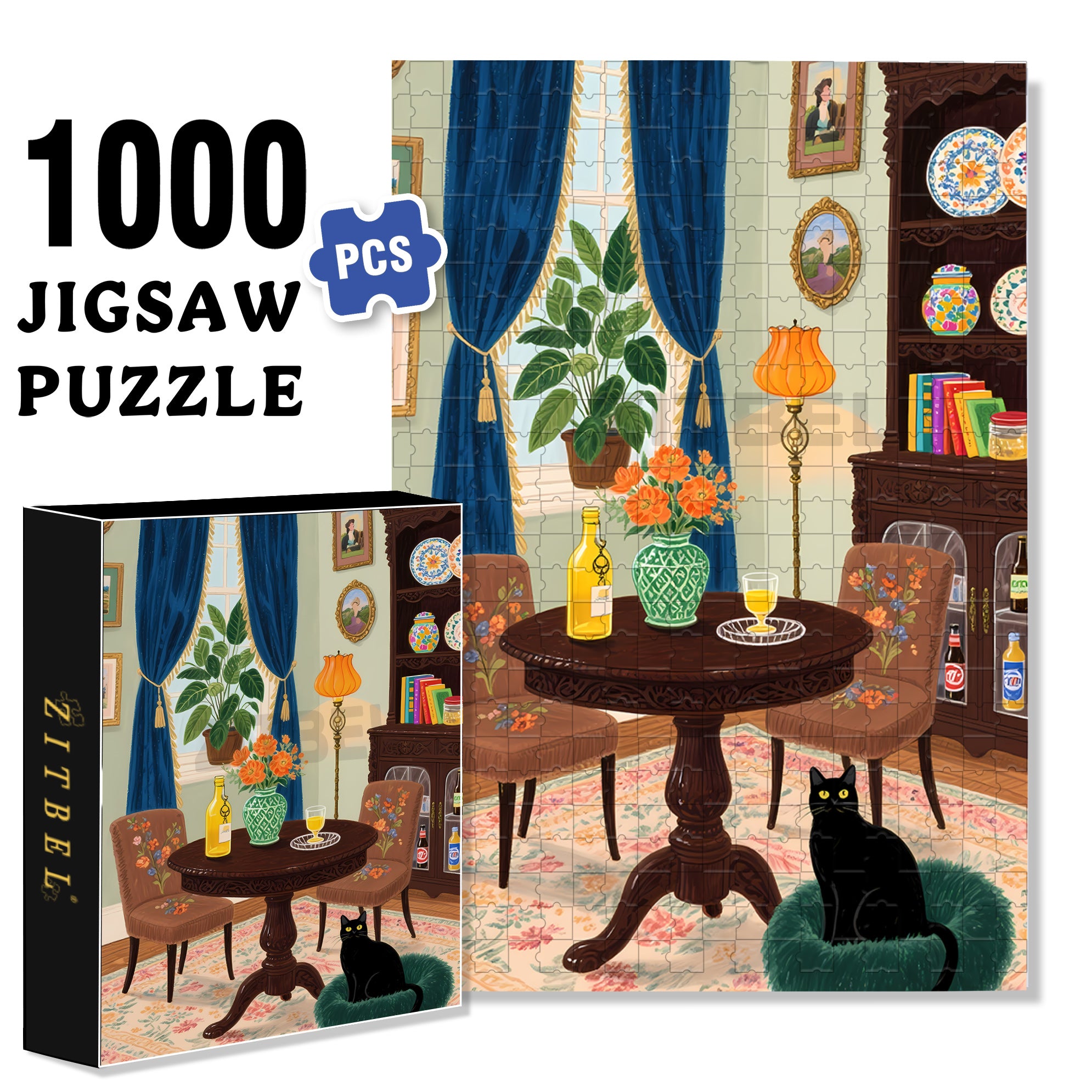 At Home 500pcs/1000pcs Jigsaw Puzzle, Scratch-Resistant, Interactive Family Game & Brain-Boosting DIY Decor, Perfect for Halloween, Christmas & New Year Gifts, Family Puzzle Game